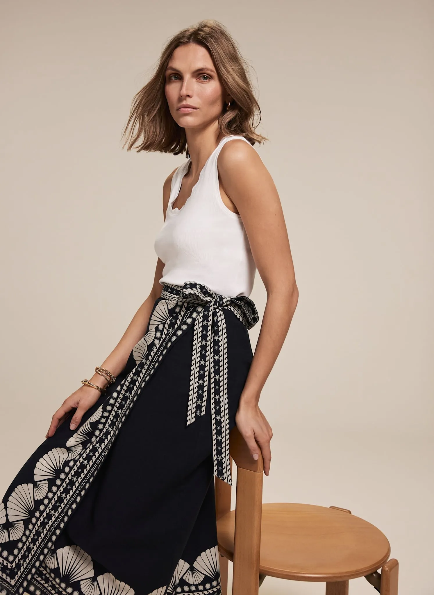 Navy Shell Print Wrap Skirt sold by Mint Velvet product image thumbnail 2