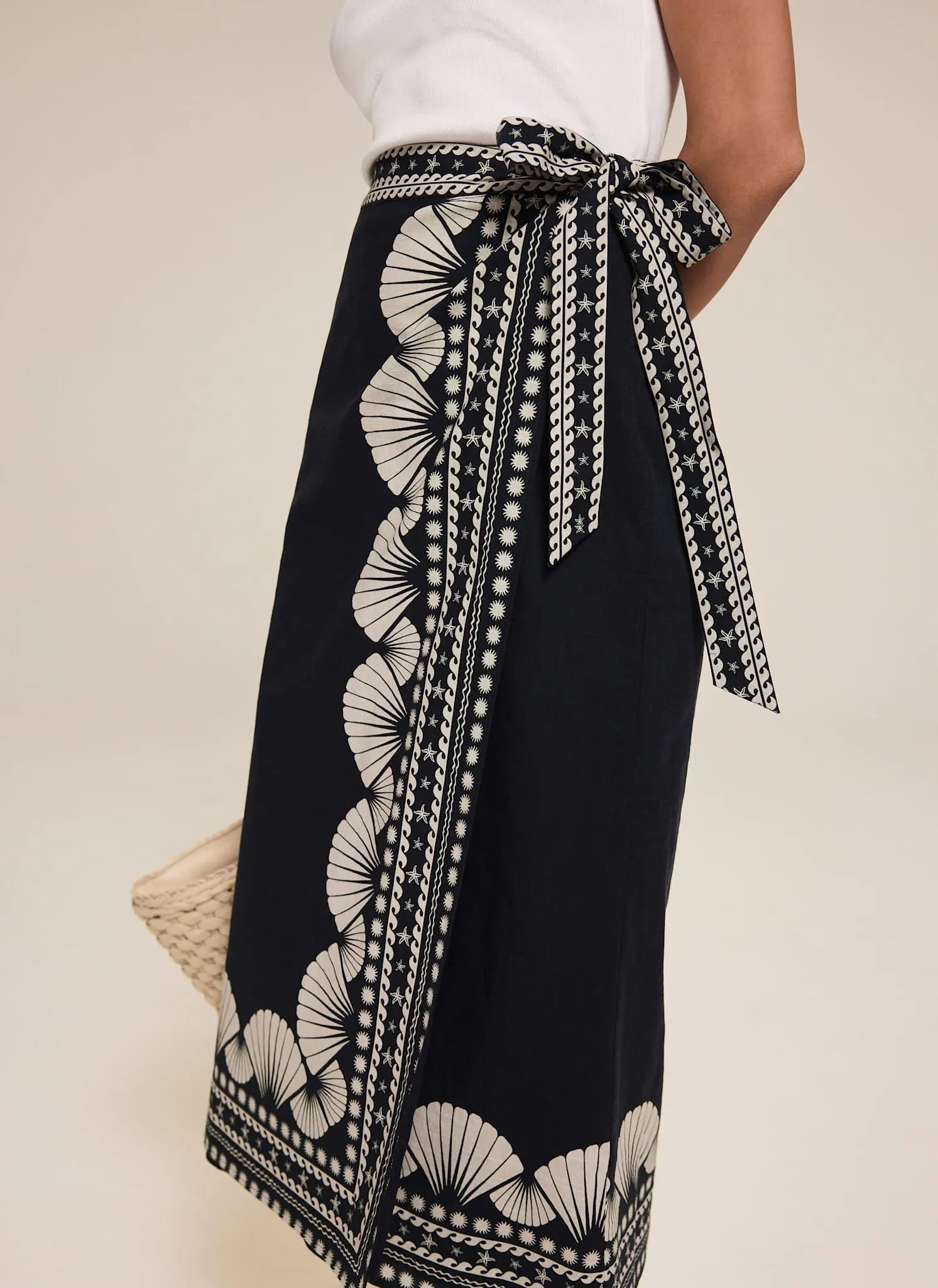 Navy Shell Print Wrap Skirt sold by Mint Velvet product image thumbnail 3