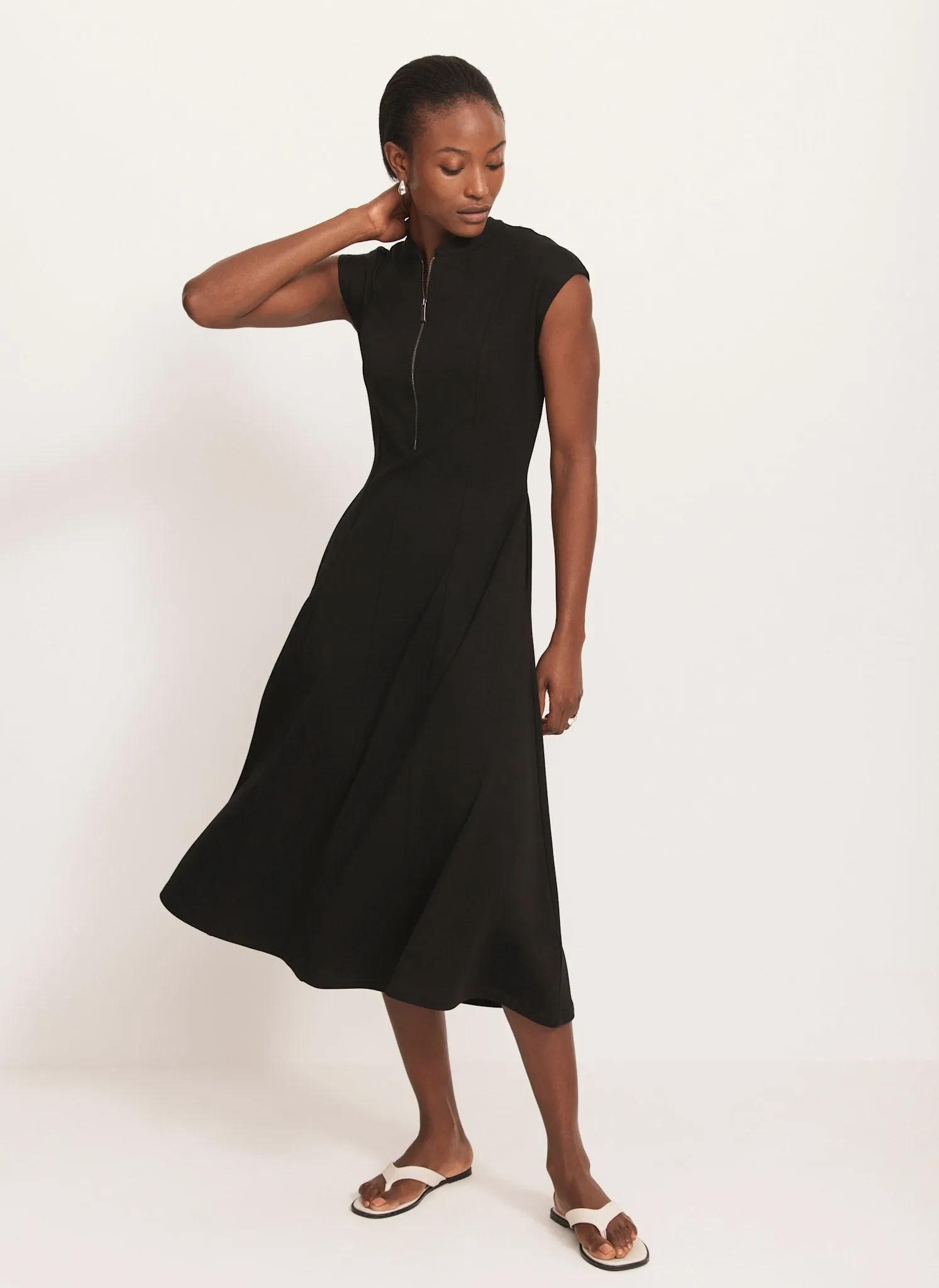 Navy Jersey Zip Front Midi Dress sold by Mint Velvet product image thumbnail 2