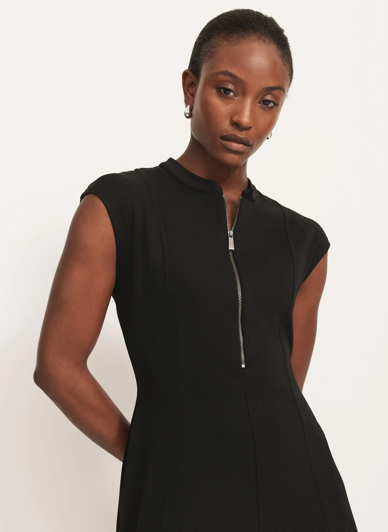 Navy Jersey Zip Front Midi Dress sold by Mint Velvet product image thumbnail 5