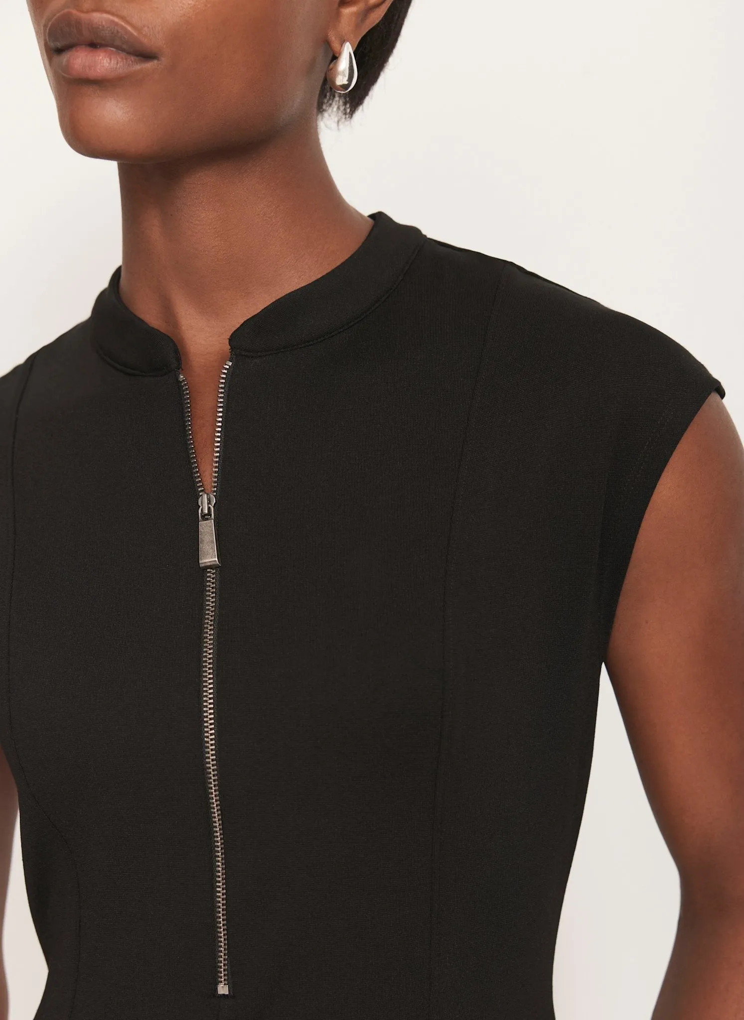 Navy Jersey Zip Front Midi Dress sold by Mint Velvet product image thumbnail 3