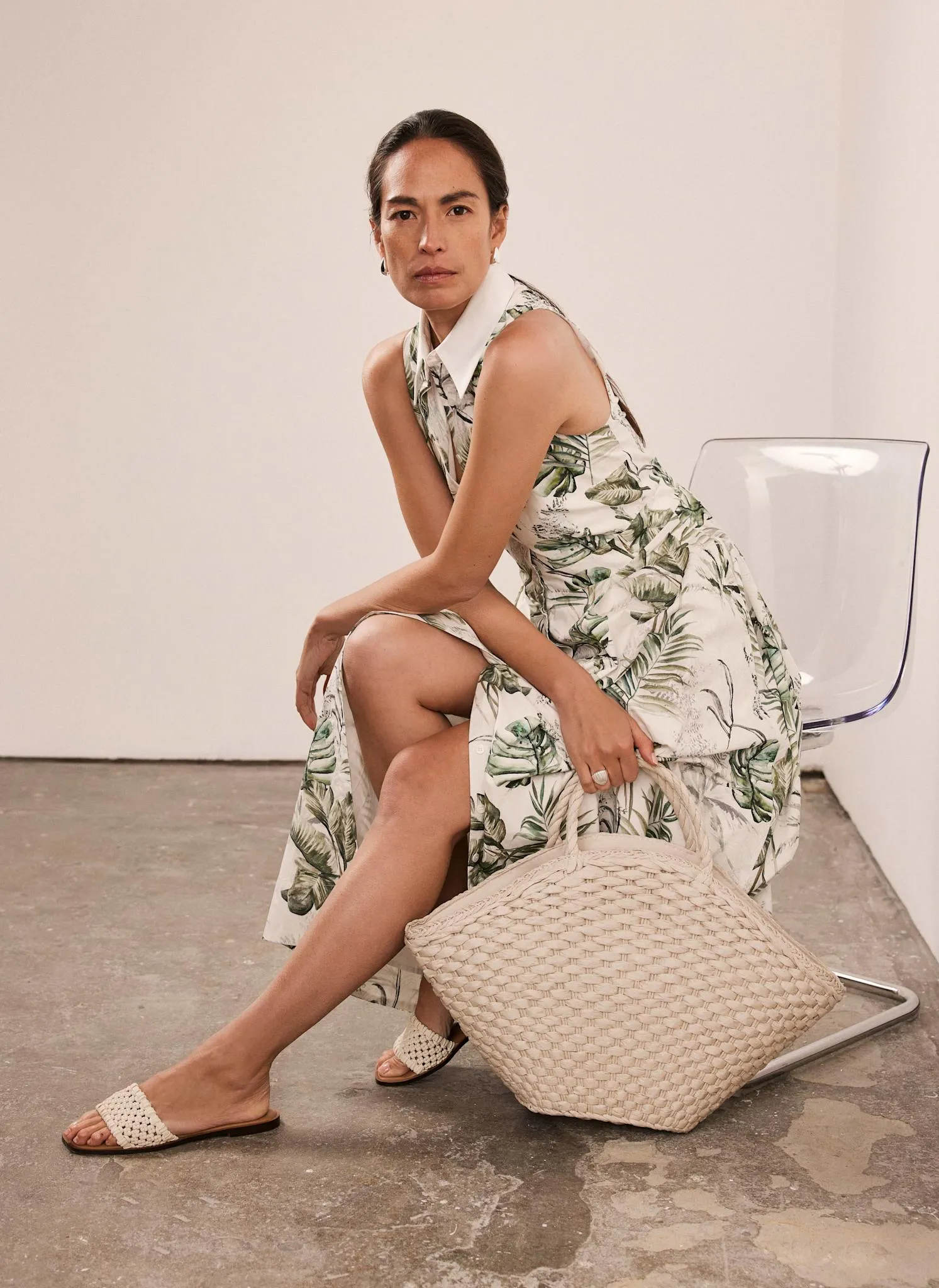 Green Palm Print Midi Shirt Dress sold by Mint Velvet product image thumbnail 2