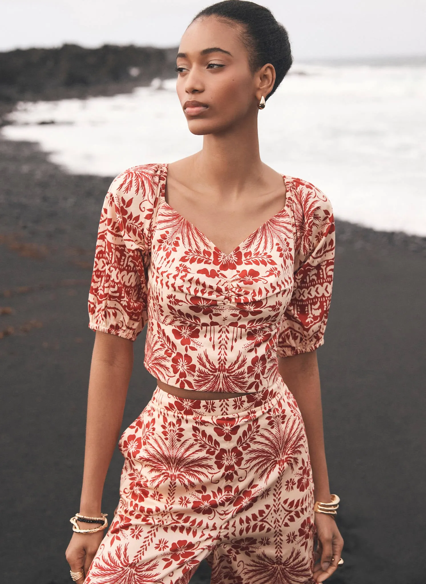 Red Floral Print Wide Trousers sold by Mint Velvet product image thumbnail 5