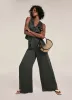 Khaki Linen Wide Leg Trousers sold by Mint Velvet