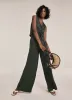 Khaki Linen Wide Leg Trousers sold by Mint Velvet