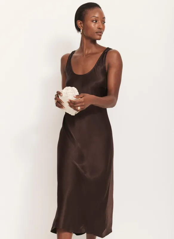 Brown Satin Slip Dress sold by Mint Velvet