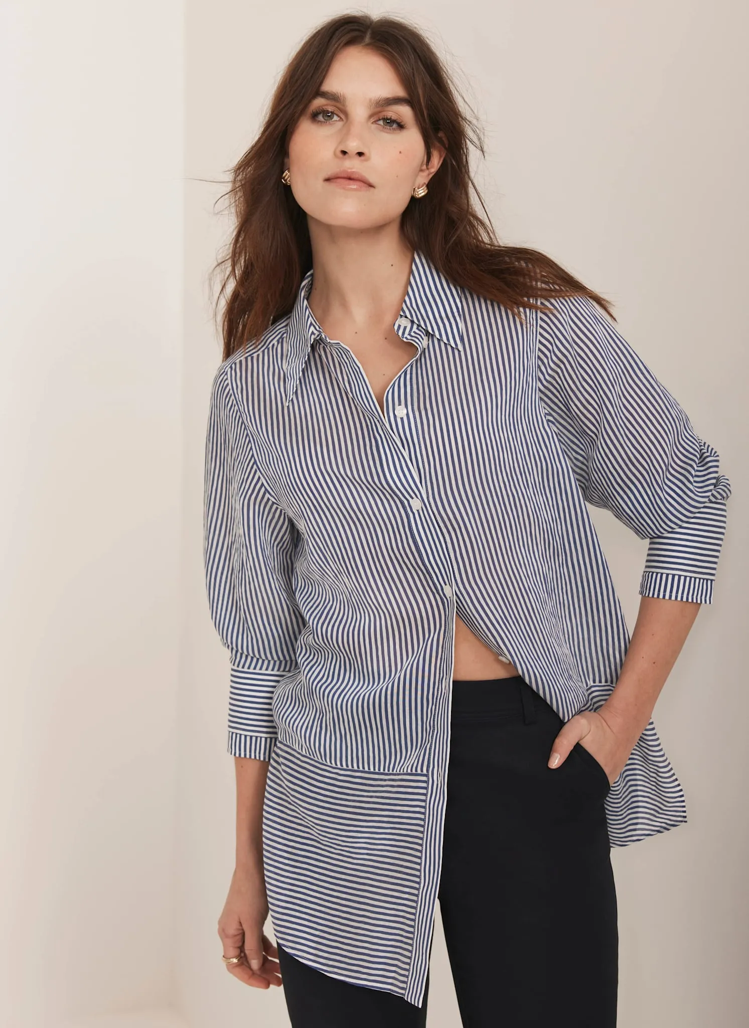 Blue Striped Longline Shirt sold by Mint Velvet