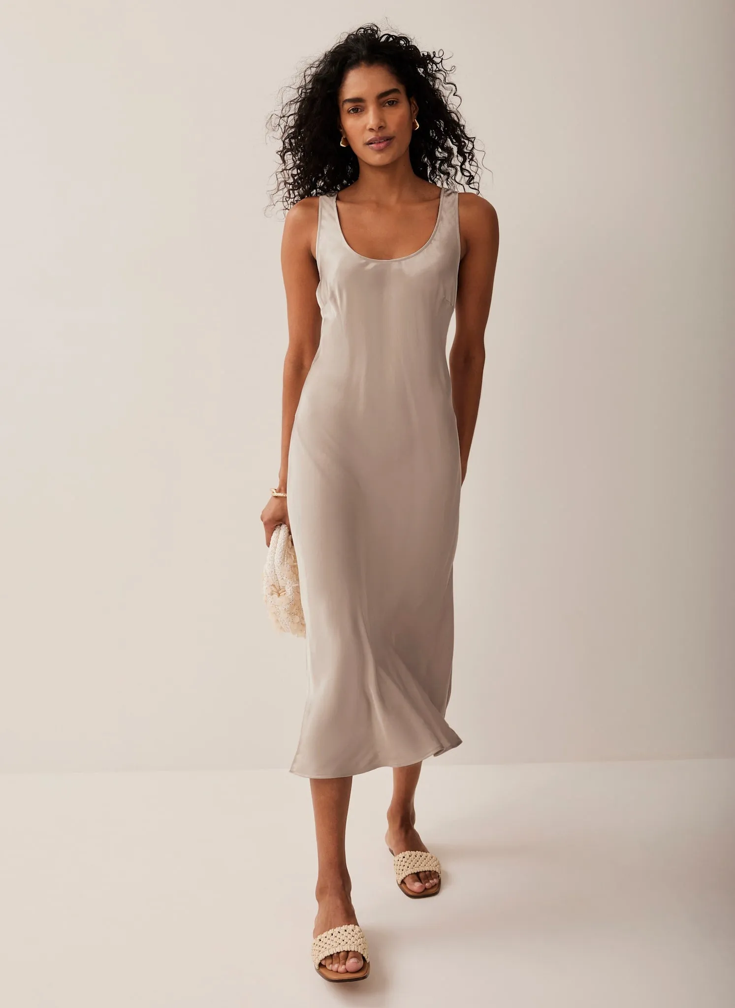 Neutral Satin Slip Dress sold by Mint Velvet product image thumbnail 5