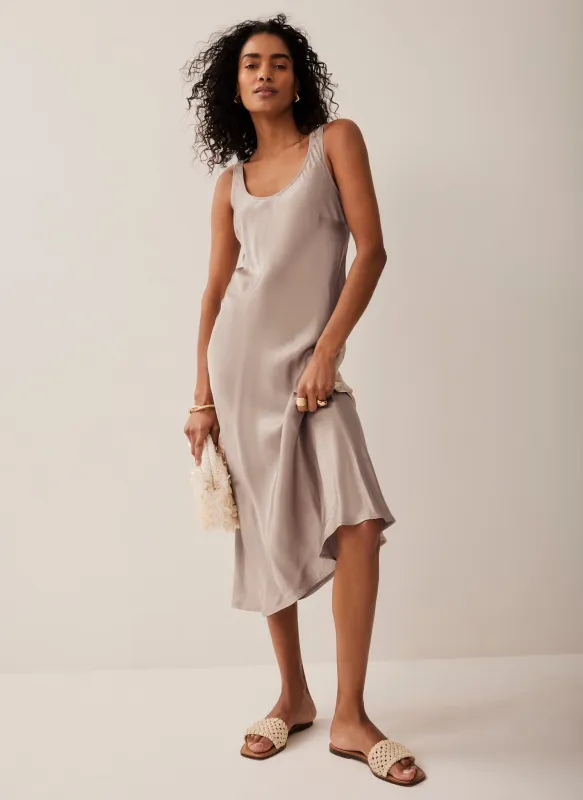 Neutral Satin Slip Dress sold by Mint Velvet