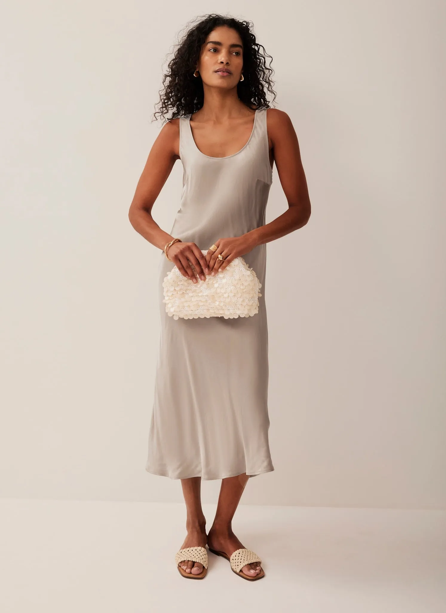 Neutral Satin Slip Dress sold by Mint Velvet product image thumbnail 2