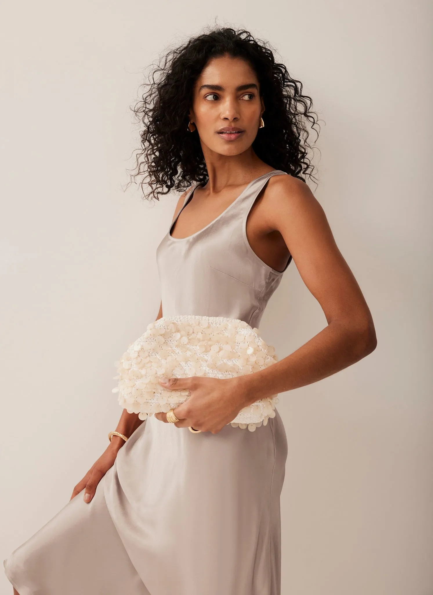 Neutral Satin Slip Dress sold by Mint Velvet product image thumbnail 3