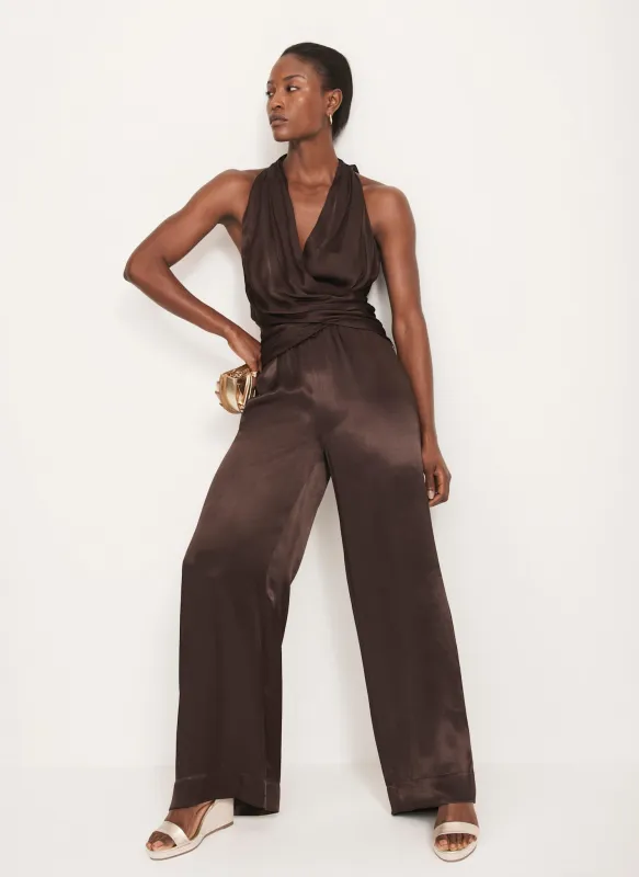 Brown Satin Wide Trousers sold by Mint Velvet