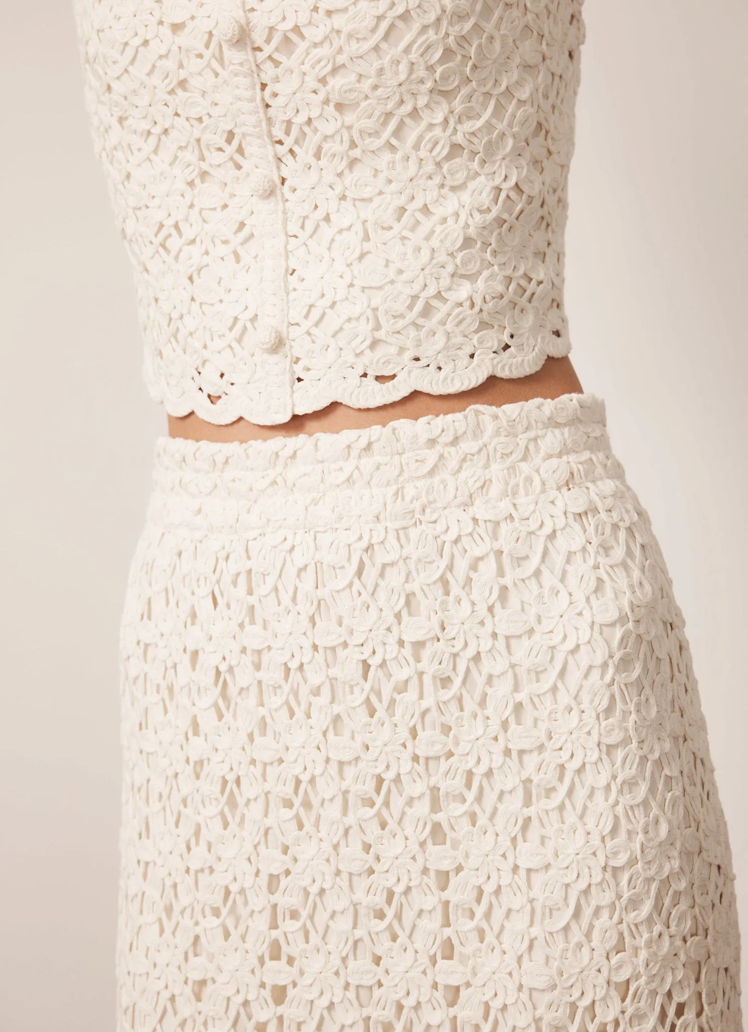 Cream Crochet Knit Midi Skirt sold by Mint Velvet product image thumbnail 4