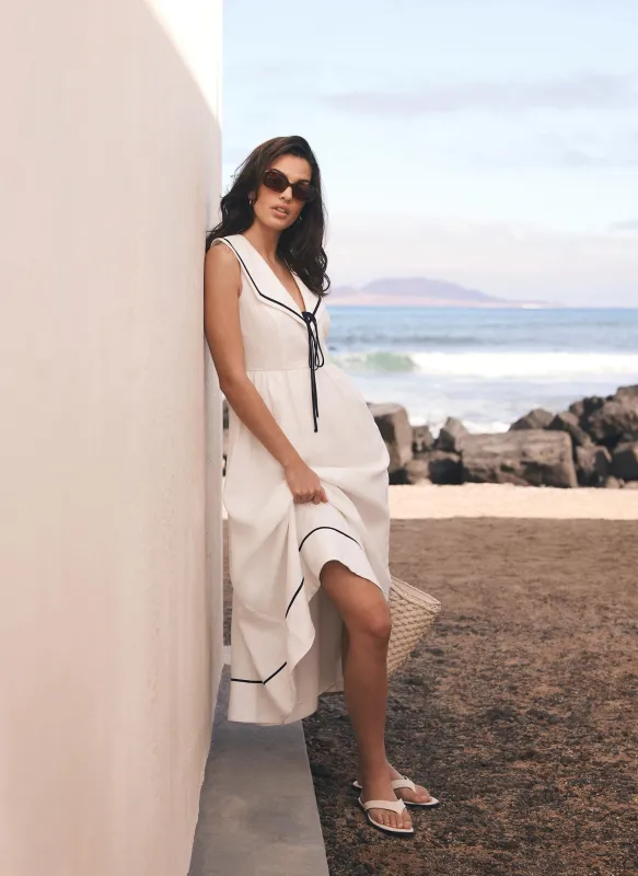White Linen Sailor Midi Dress sold by Mint Velvet