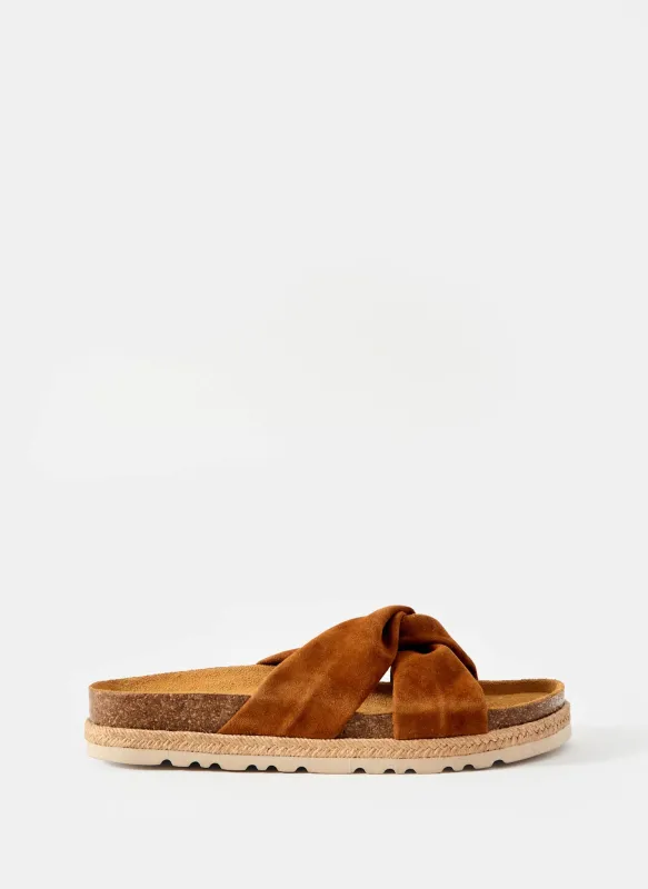 Bryony Tan Suede Flat Sandals sold by Mint Velvet
