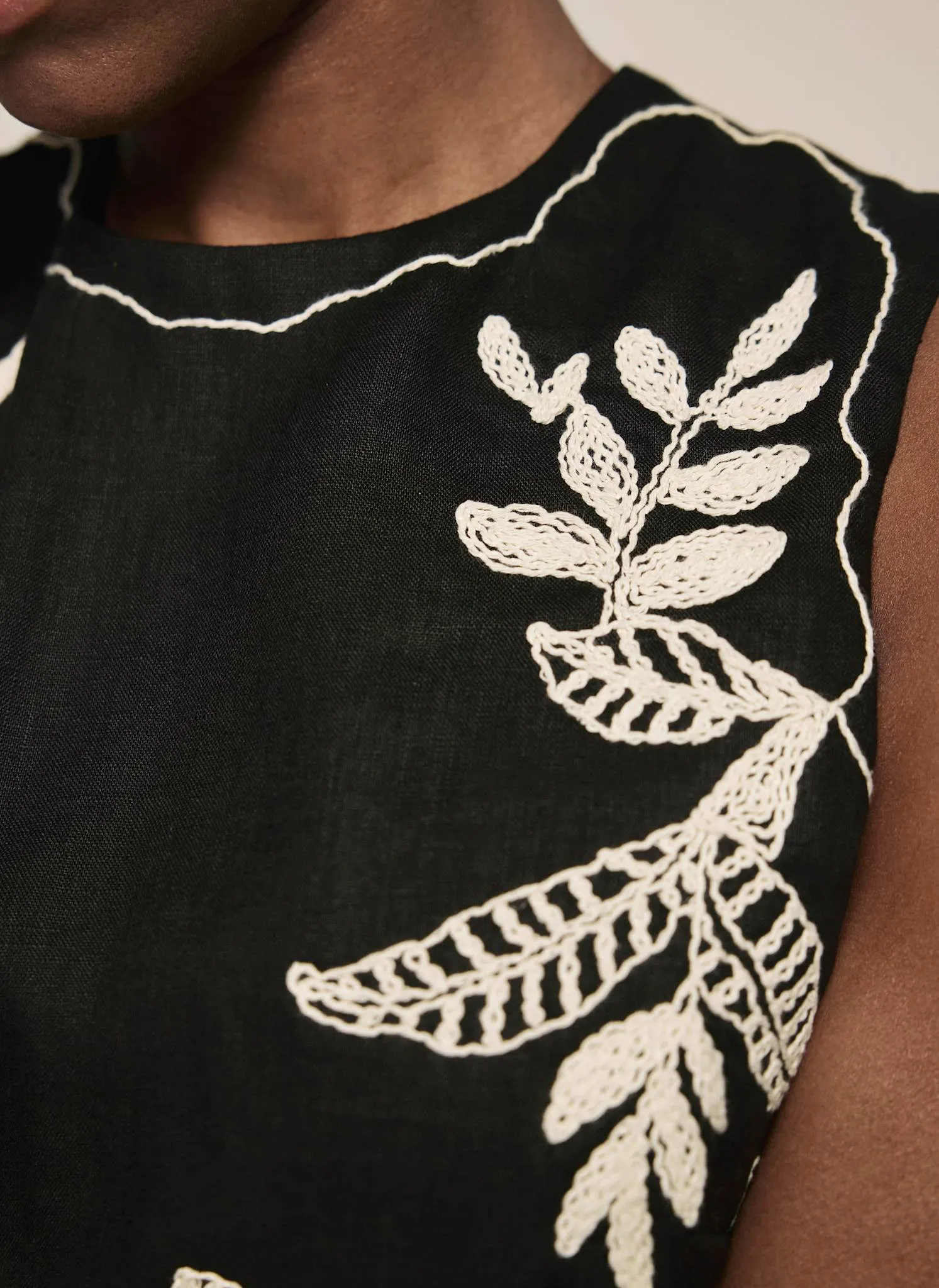 Black Embroidered Linen Midi Dress sold by Mint Velvet product image thumbnail 5