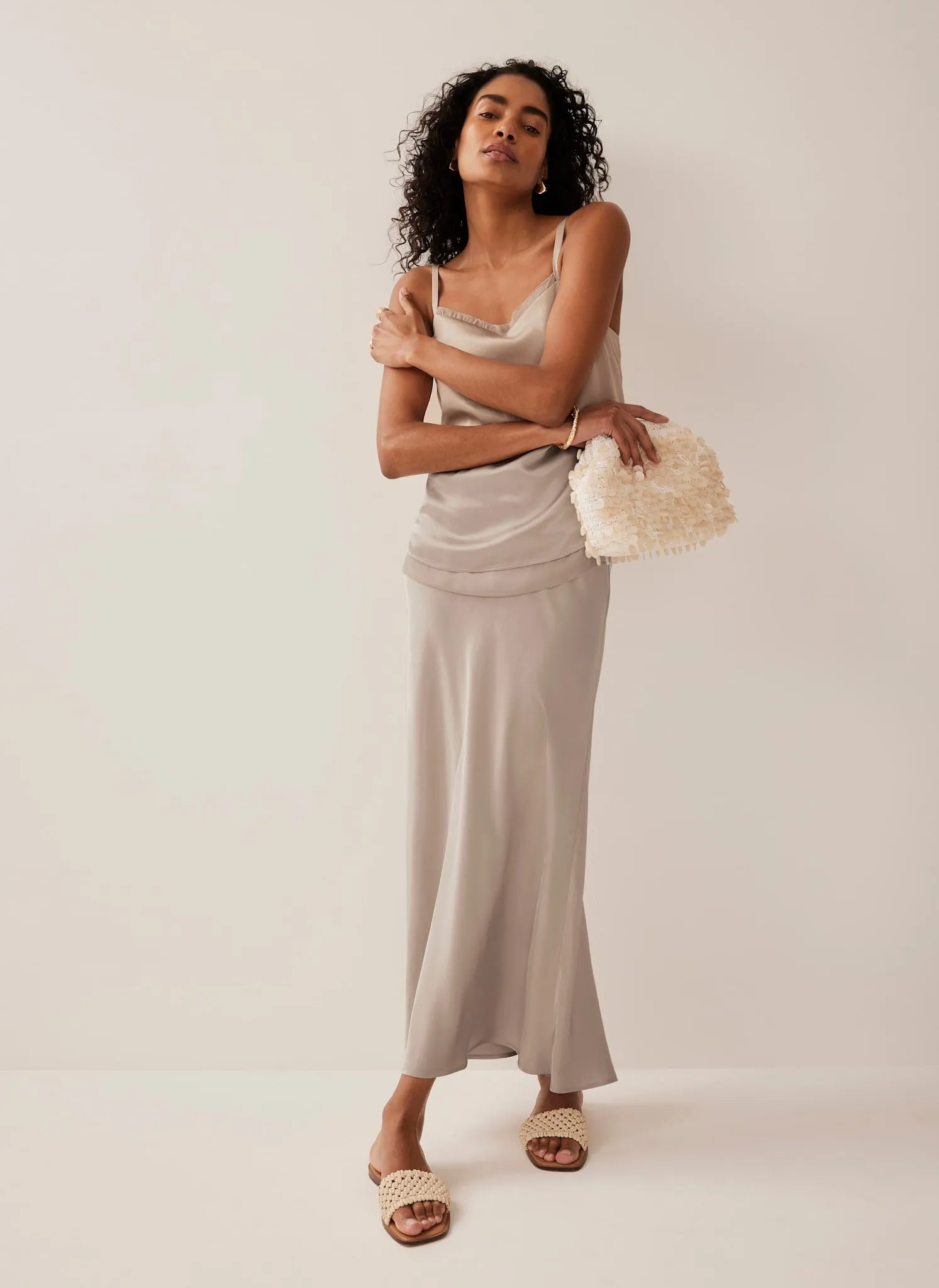 Neutral Satin Layered Cami Top sold by Mint Velvet product image thumbnail 5