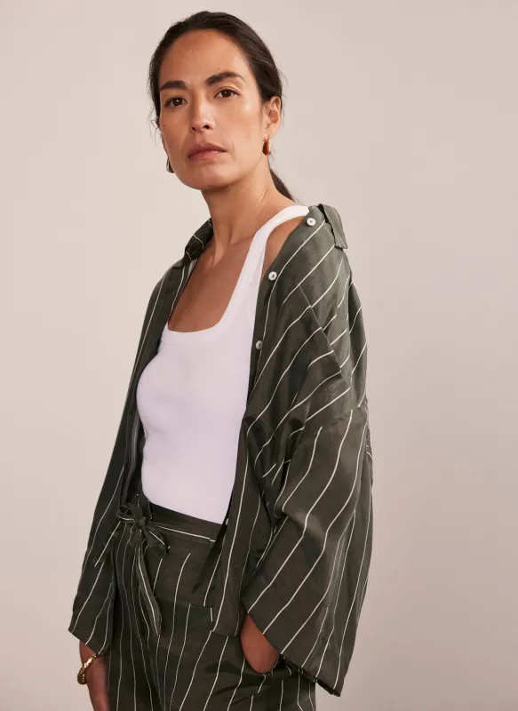 Khaki Striped Relaxed Shirt sold by Mint Velvet