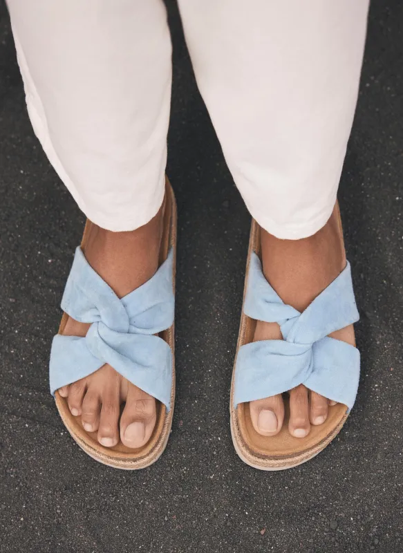 Bryony Blue Twist Front Suede Sandals sold by Mint Velvet