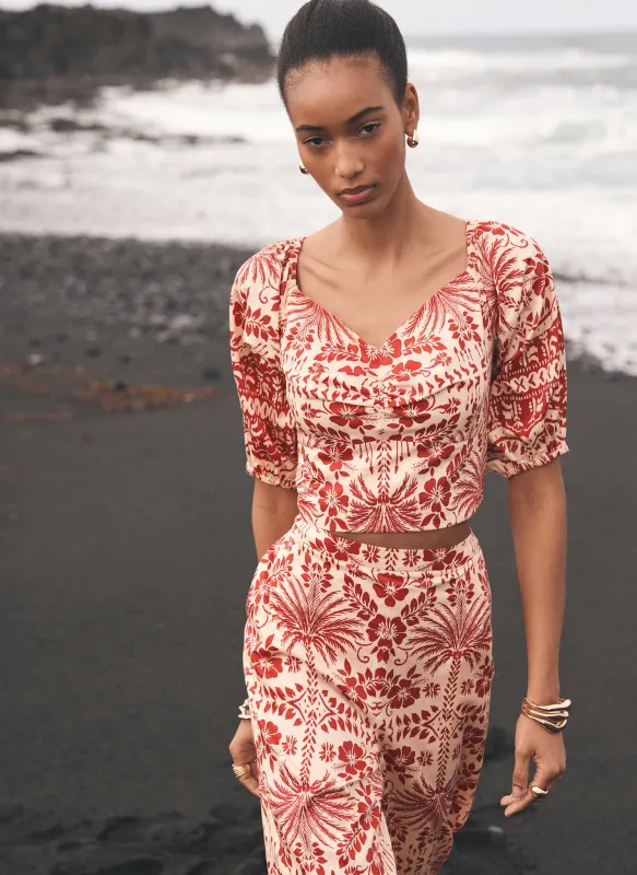 Red Printed Puff Sleeve Top sold by Mint Velvet