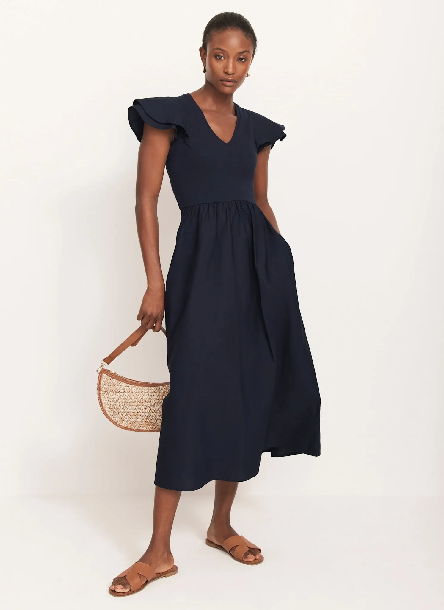 Navy Jersey Midi Dress sold by Mint Velvet