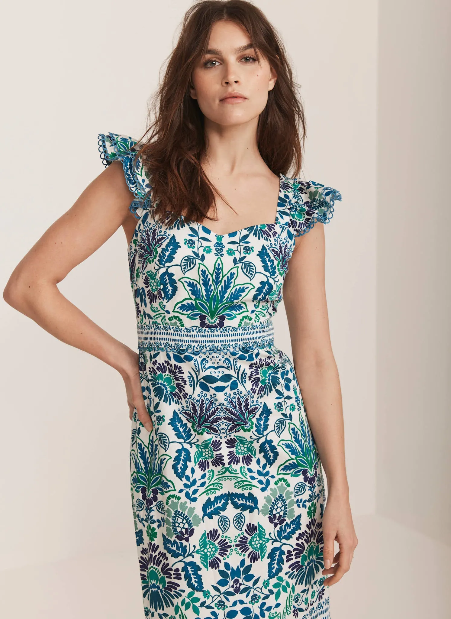 Green Floral Print Midi Dress sold by Mint Velvet product image thumbnail 3
