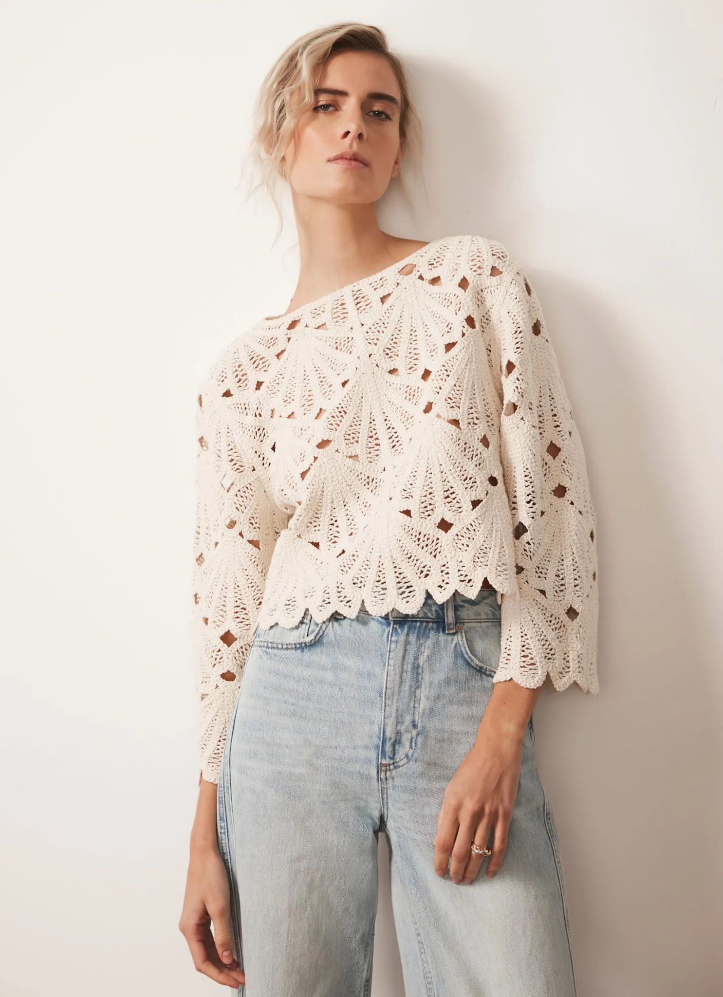 Neutral Crochet Knit Top sold by Mint Velvet product image thumbnail 2