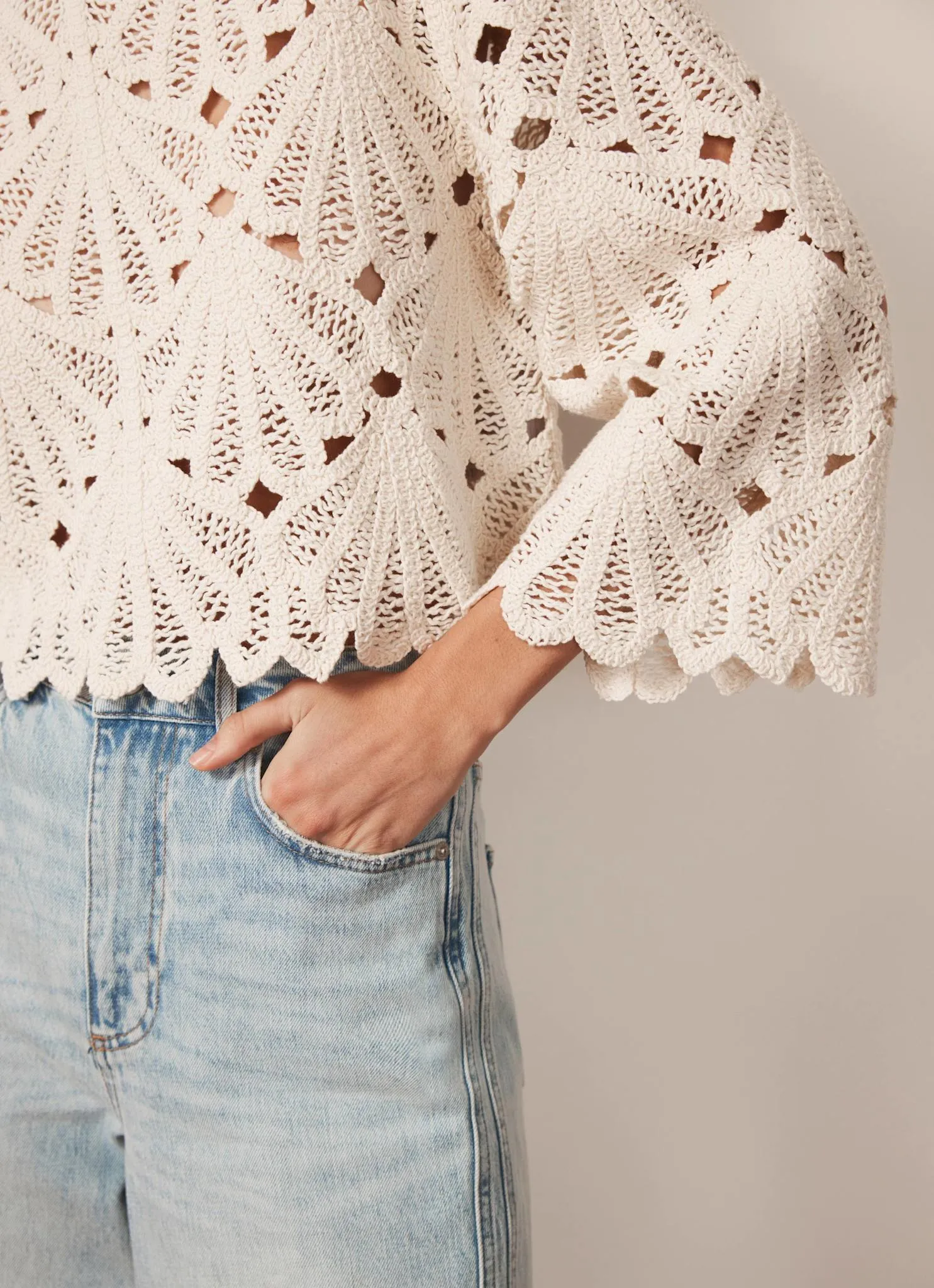 Neutral Crochet Knit Top sold by Mint Velvet product image thumbnail 4