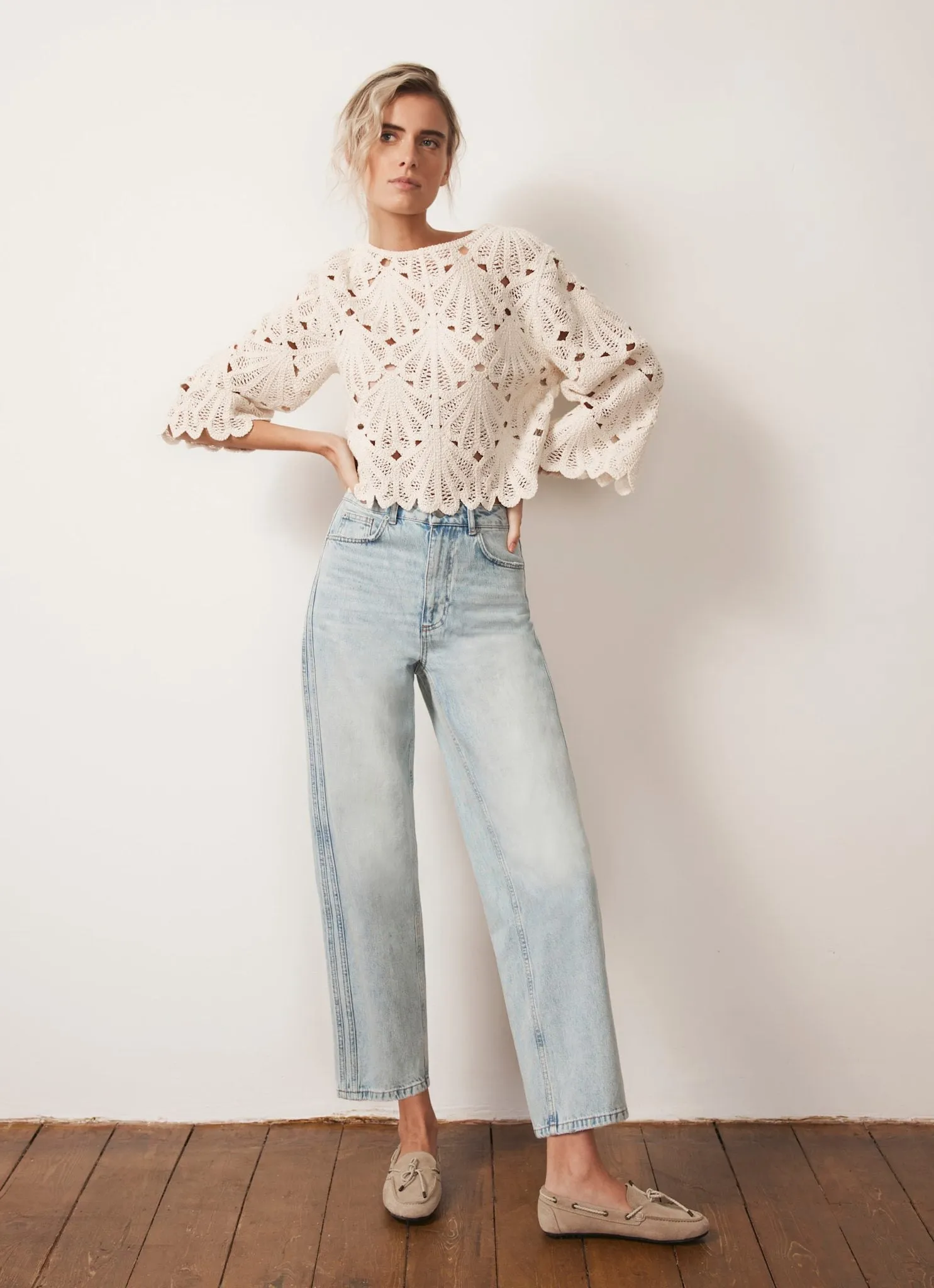 Neutral Crochet Knit Top sold by Mint Velvet product image thumbnail 3