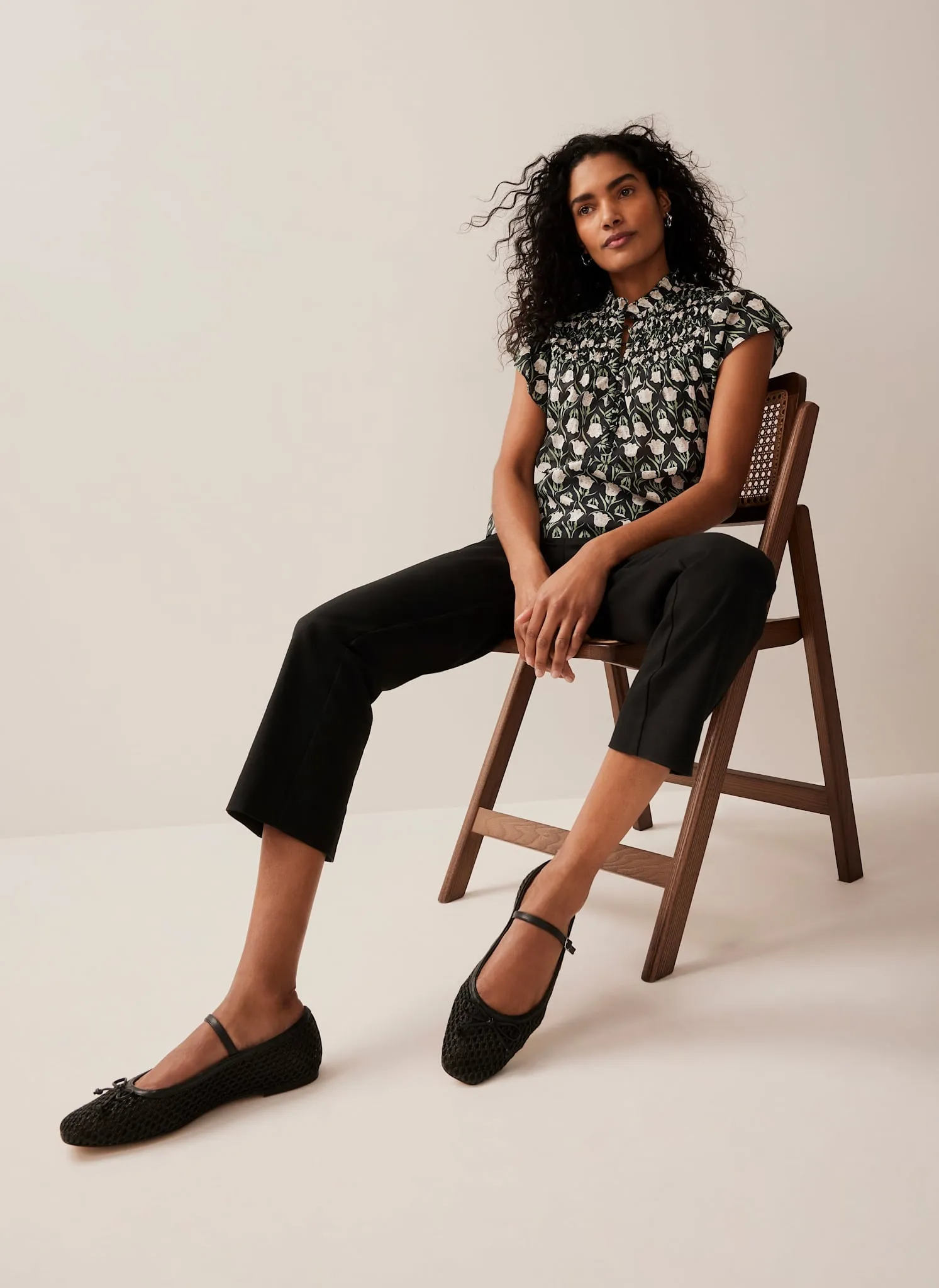 Black Floral Print Cotton Blouse sold by Mint Velvet product image thumbnail 5