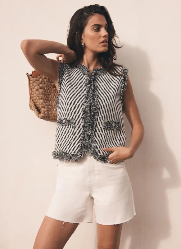 White Textured Knit Waistcoat sold by Mint Velvet