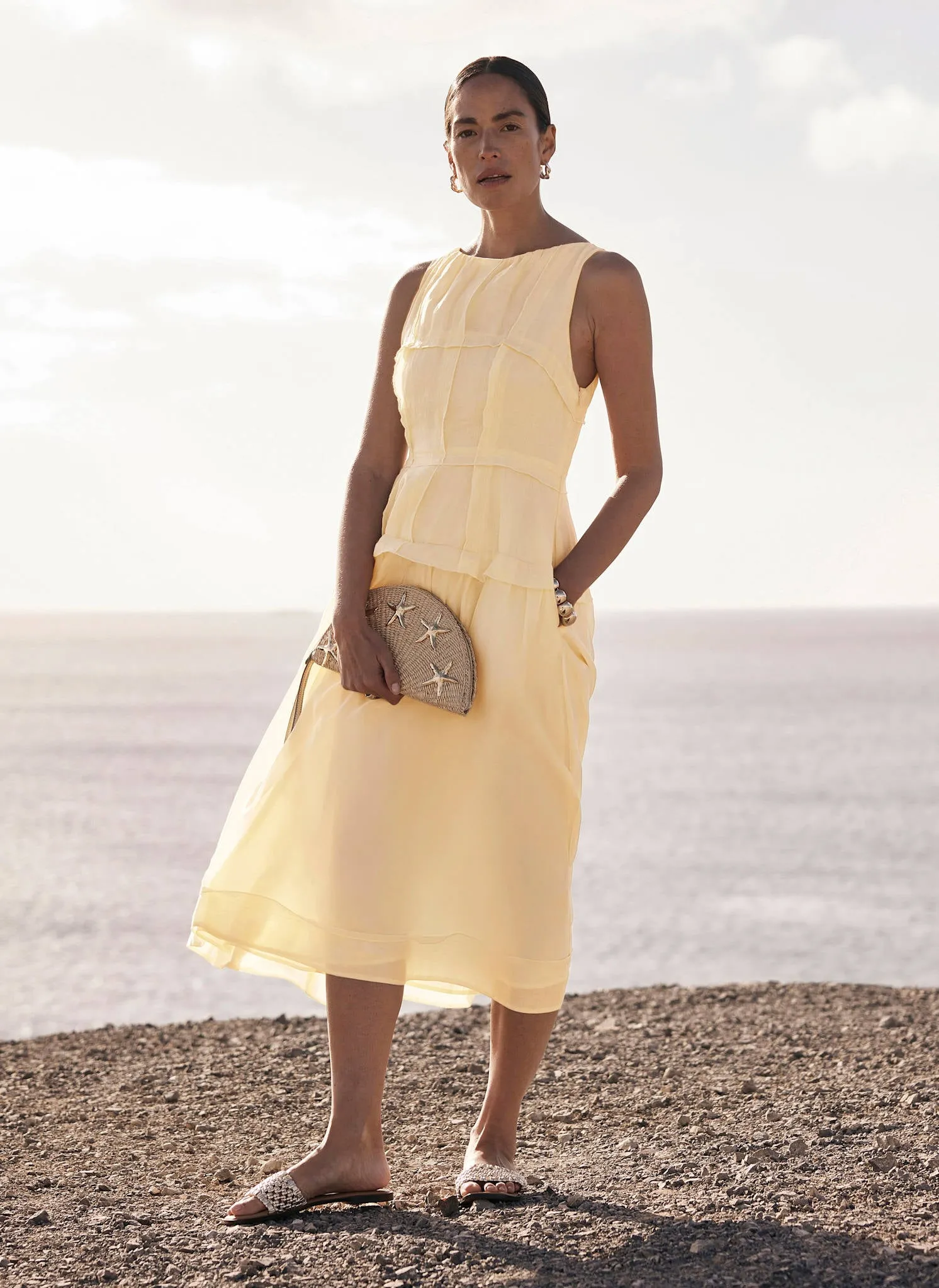 Yellow Drop Waist Midi Dress sold by Mint Velvet product image thumbnail 5