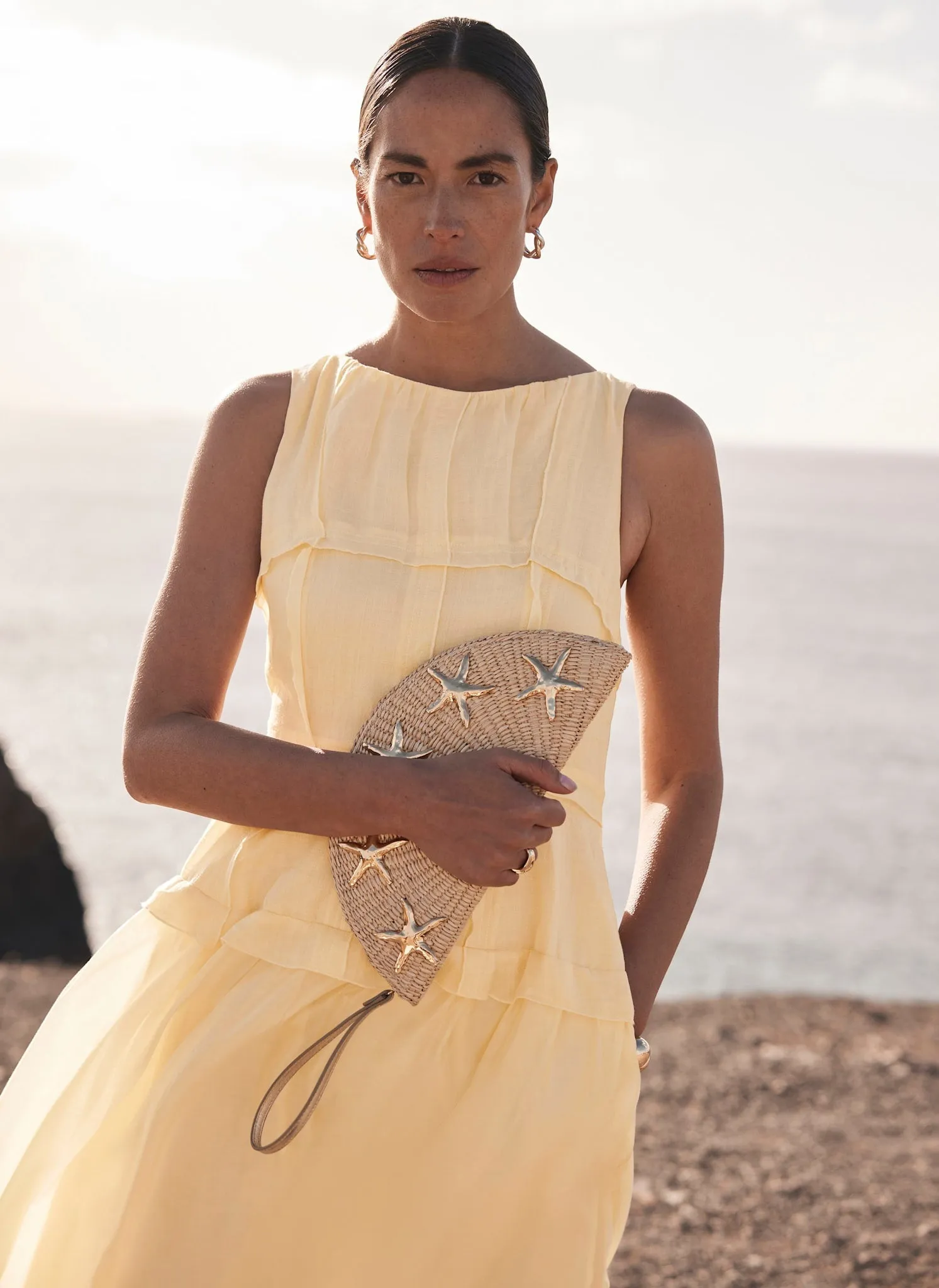 Yellow Drop Waist Midi Dress sold by Mint Velvet product image thumbnail 2