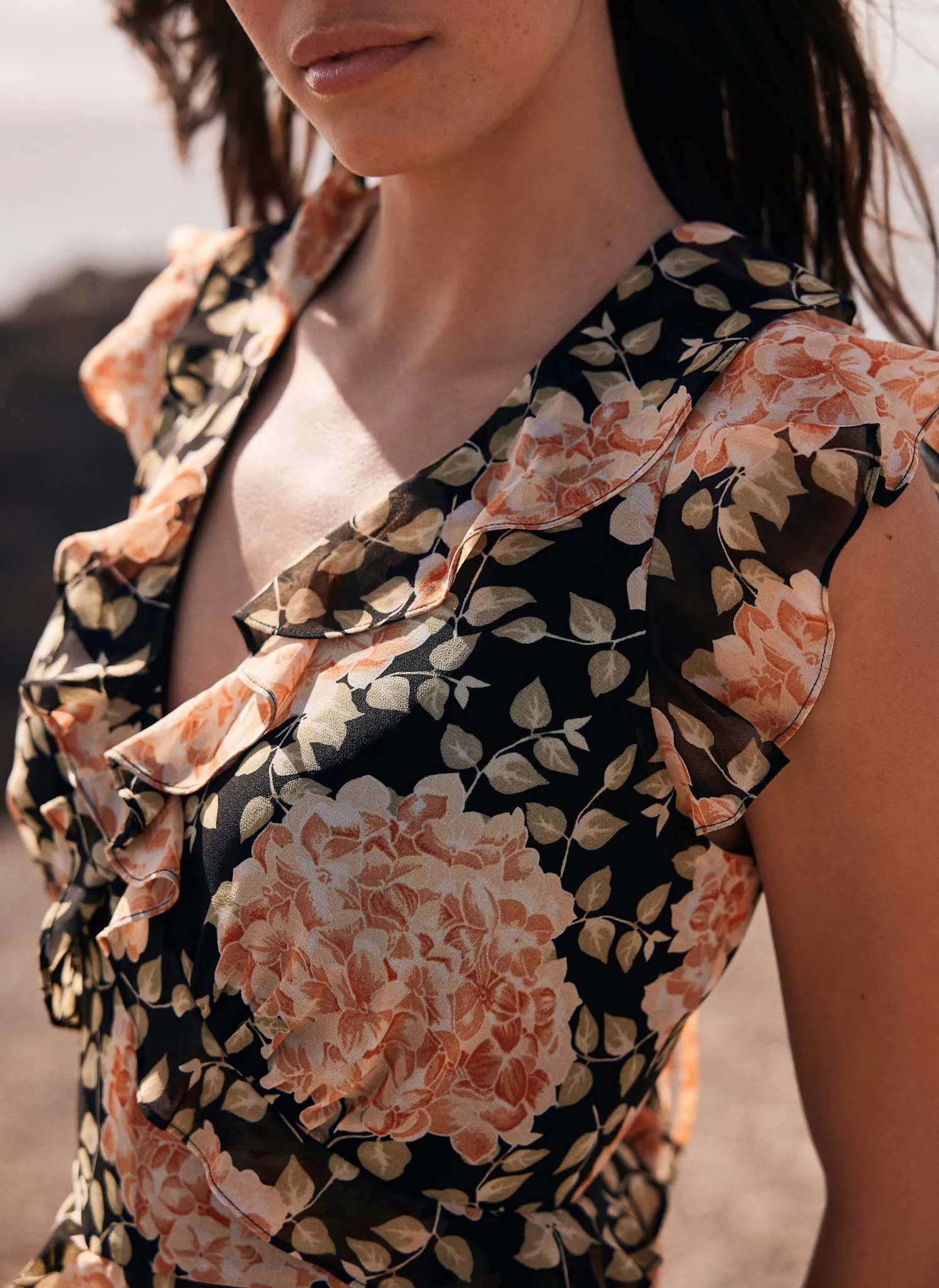 Orange Floral Print Midi Dress sold by Mint Velvet product image thumbnail 4