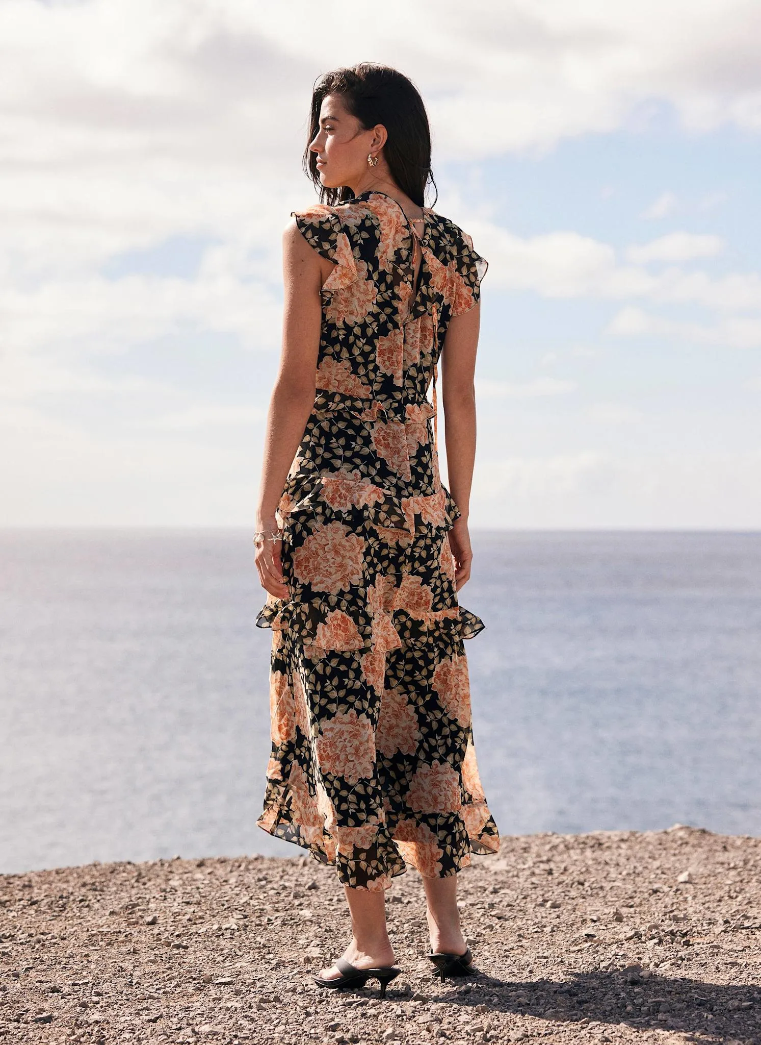 Orange Floral Print Midi Dress sold by Mint Velvet product image thumbnail 5