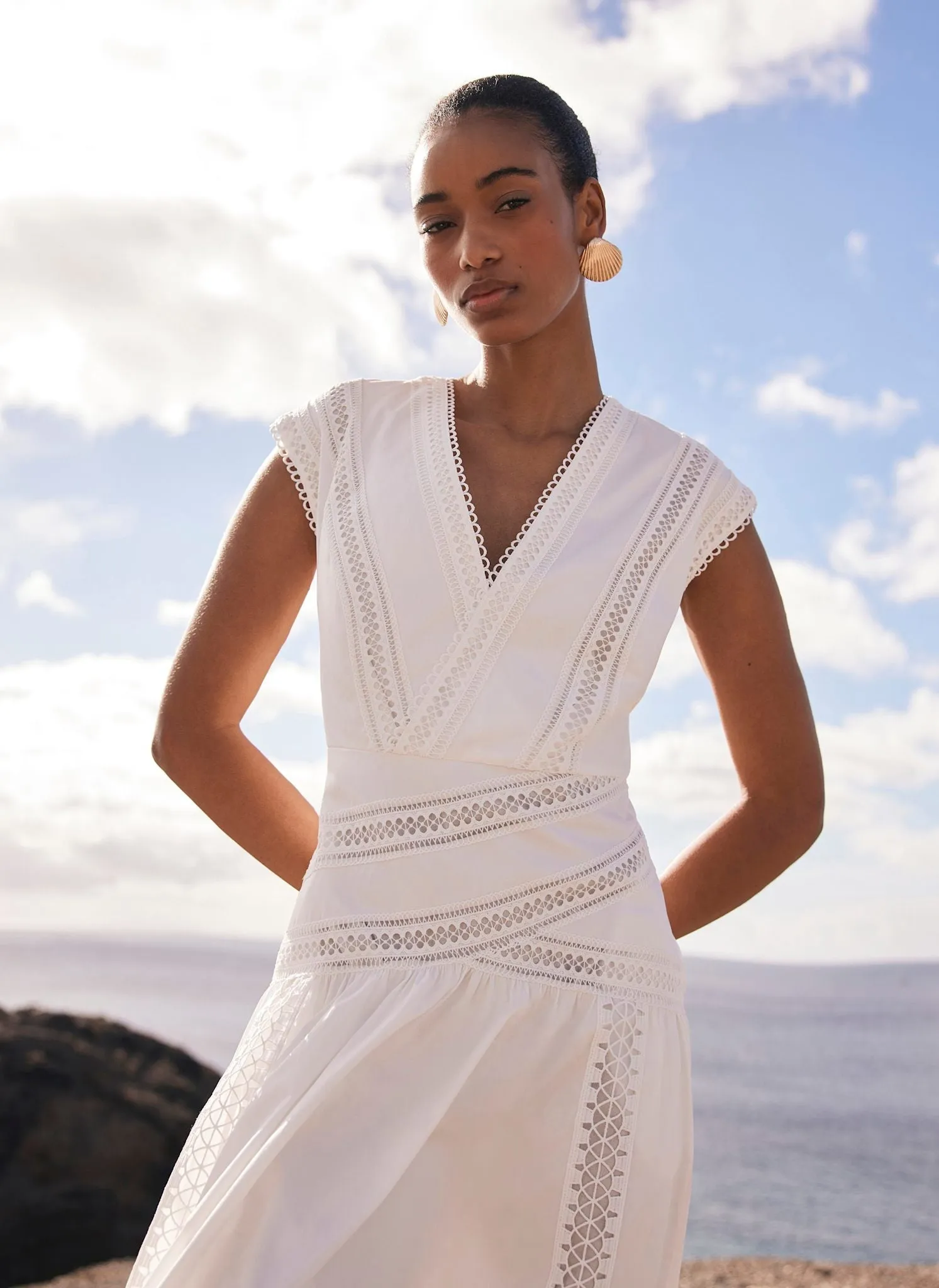 White Cotton Midi Dress sold by Mint Velvet product image thumbnail 4