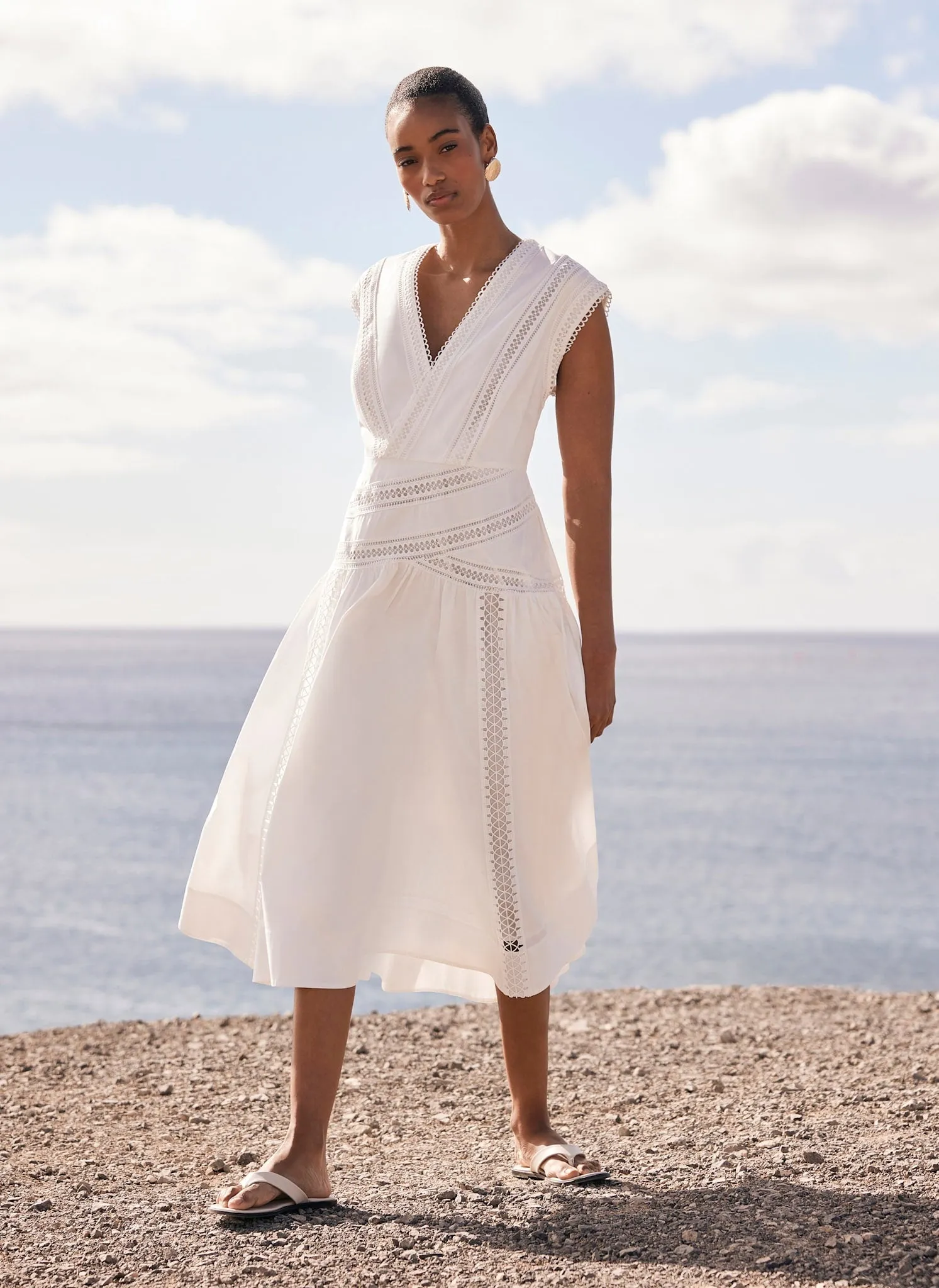 White Cotton Midi Dress sold by Mint Velvet