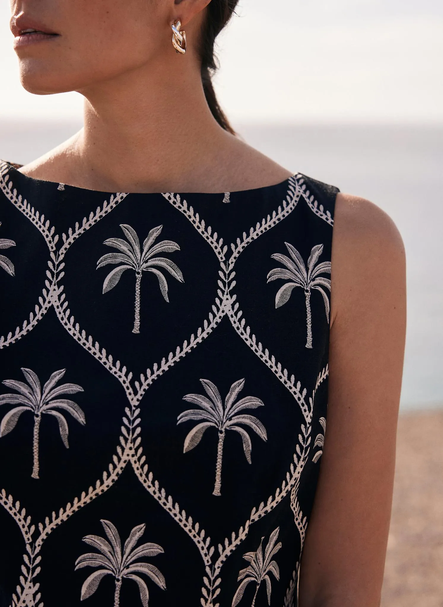 Black Palm Print Shift Dress sold by Mint Velvet product image thumbnail 3