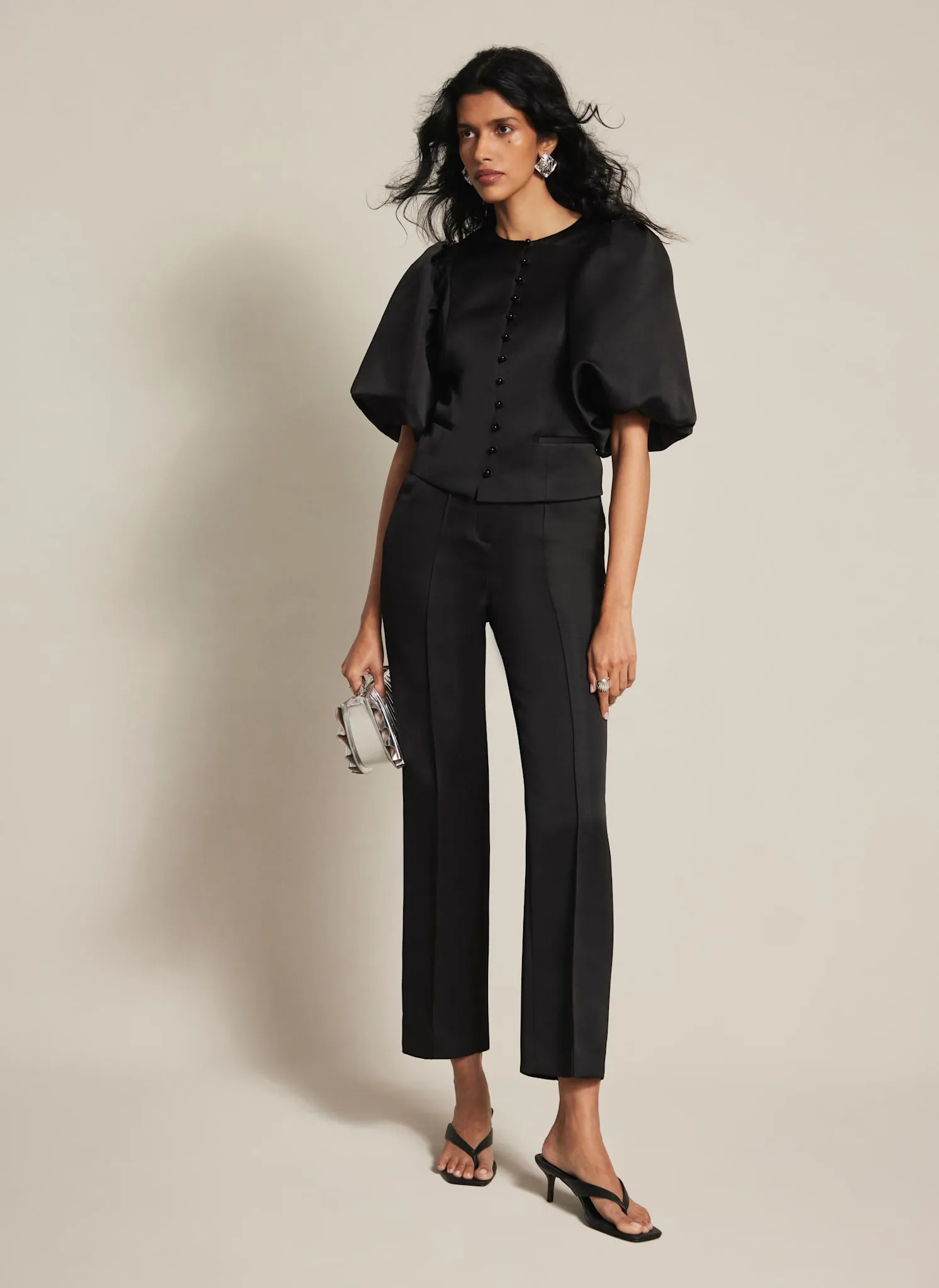 Black Satin Slim Trousers sold by Mint Velvet product image thumbnail 2