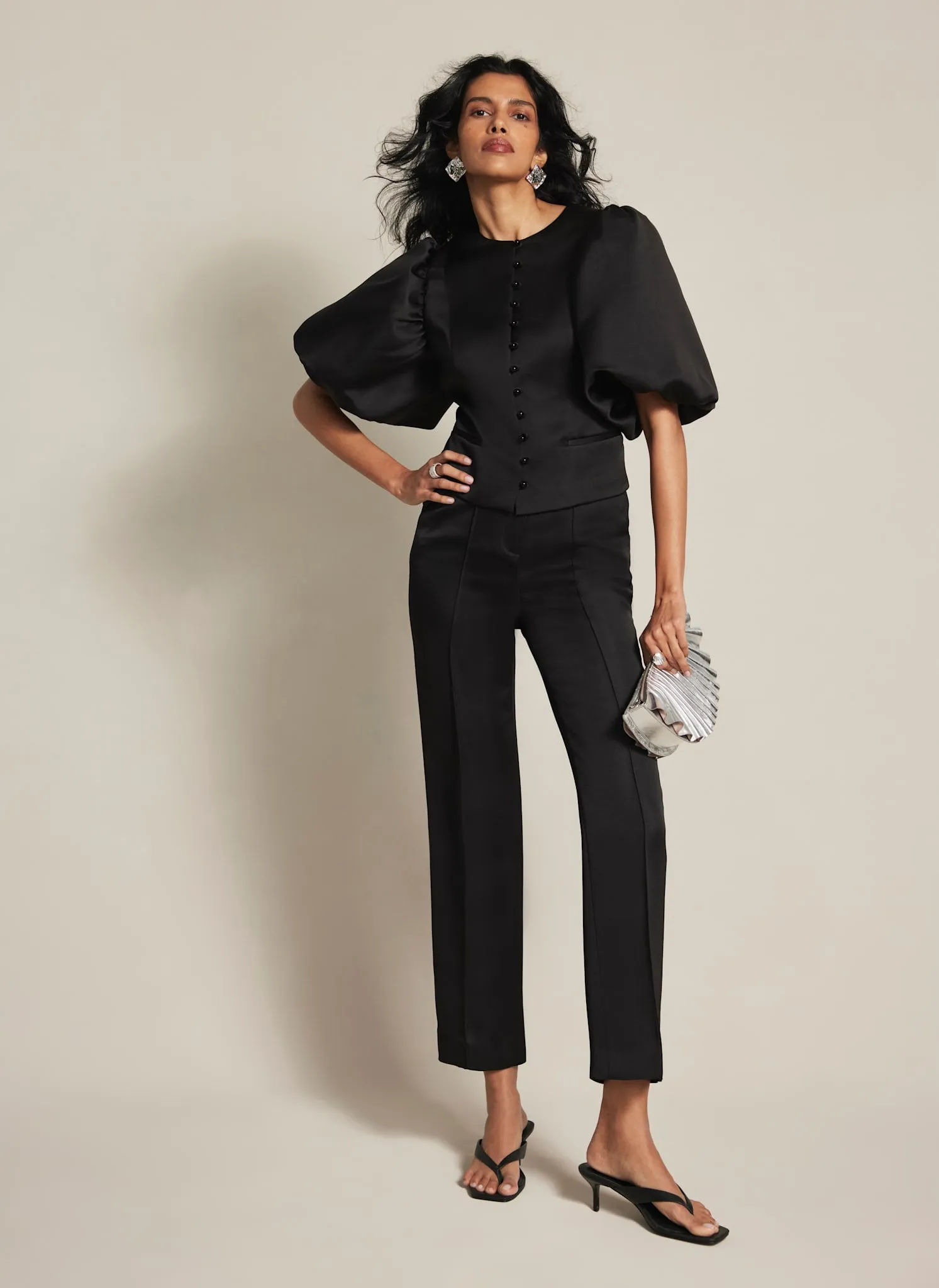 Black Satin Slim Trousers sold by Mint Velvet product image thumbnail 4