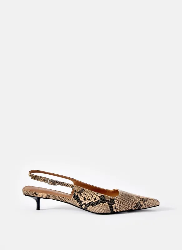 Lol Neutral Snake Print Kitten Heels sold by Mint Velvet