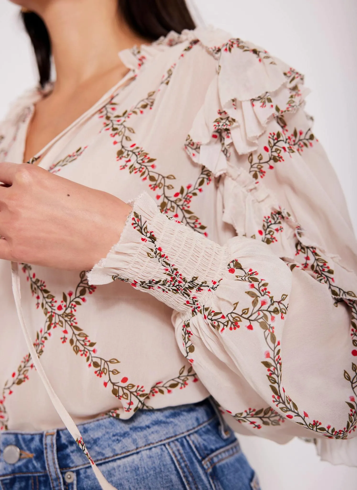 Neutral Floral Print Blouse sold by Mint Velvet product image thumbnail 4