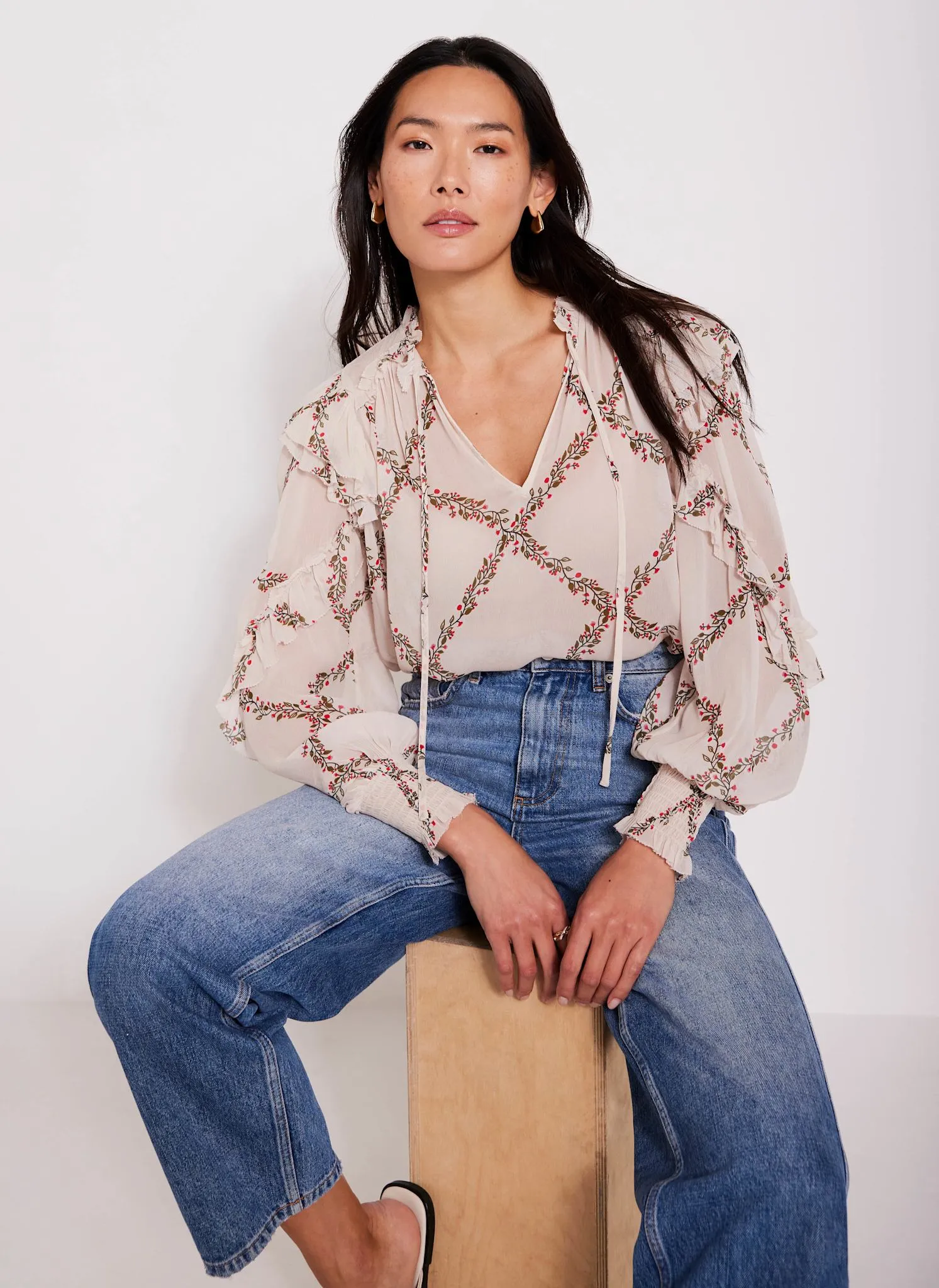 Neutral Floral Print Blouse sold by Mint Velvet product image thumbnail 3