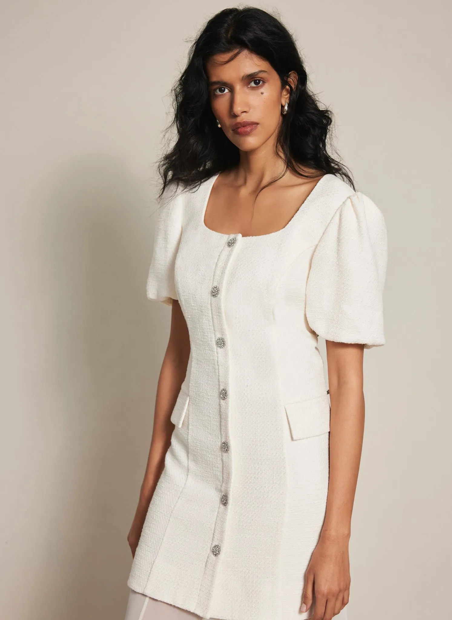 Cream Boucle Sheer Hem Maxi Dress sold by Mint Velvet product image thumbnail 4