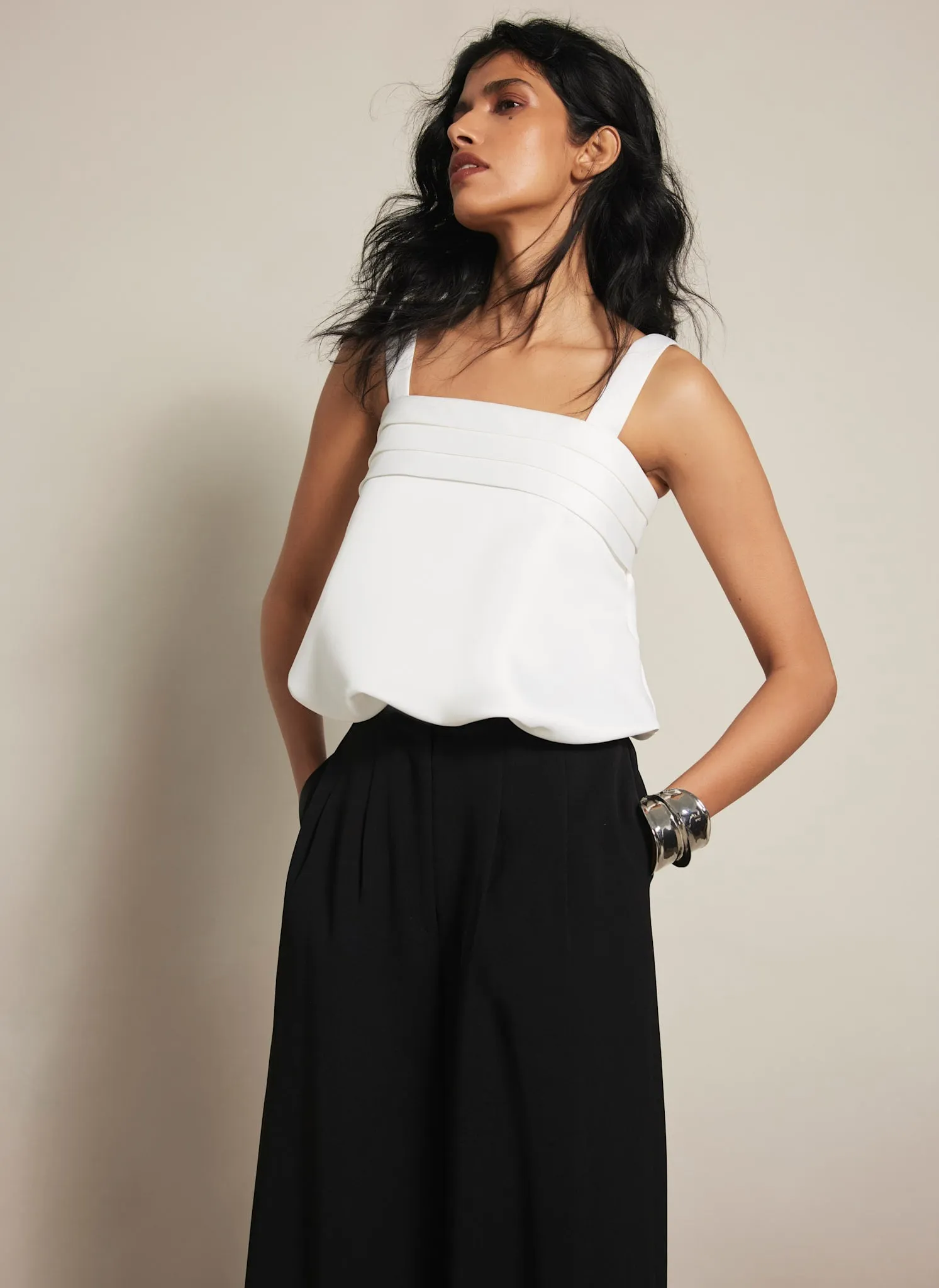 Cream Satin Pleat Detail Top sold by Mint Velvet product image thumbnail 2