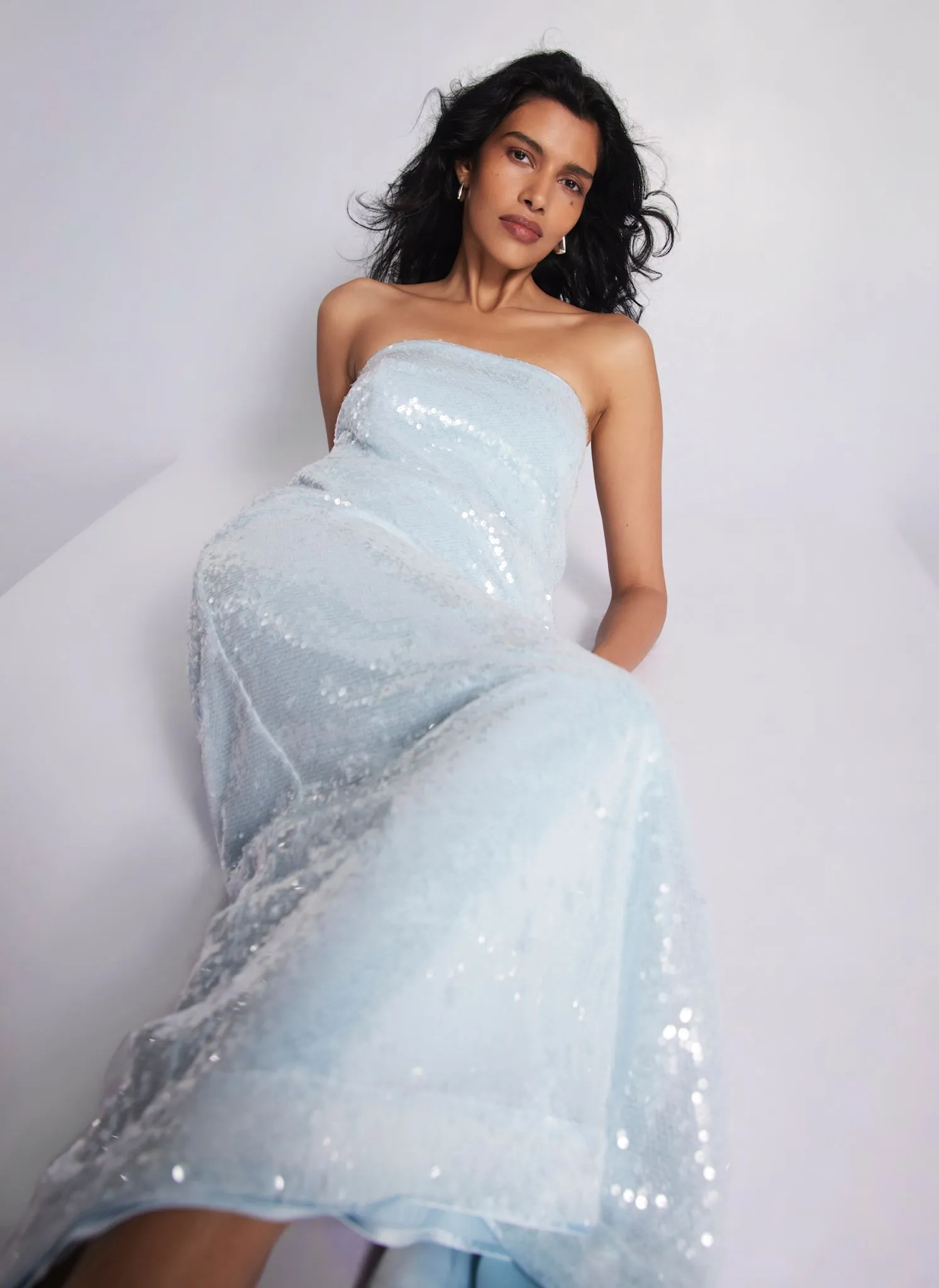 Blue Sequin Maxi Dress sold by Mint Velvet