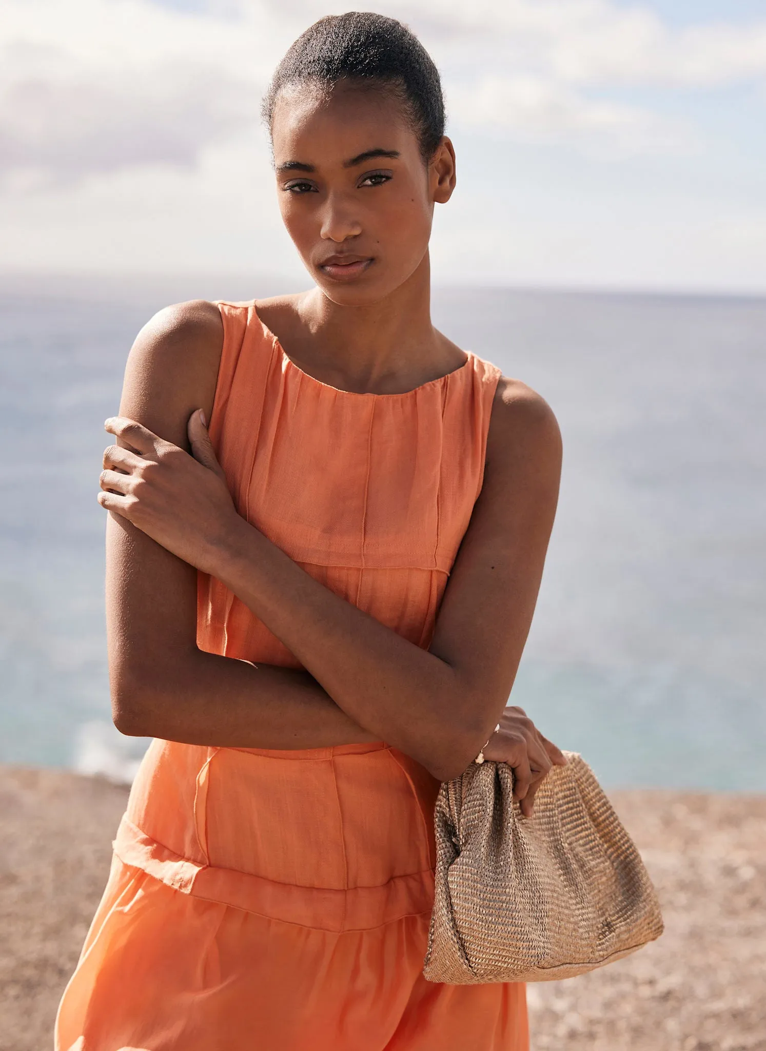 Orange Drop Waist Midi Dress sold by Mint Velvet product image thumbnail 5