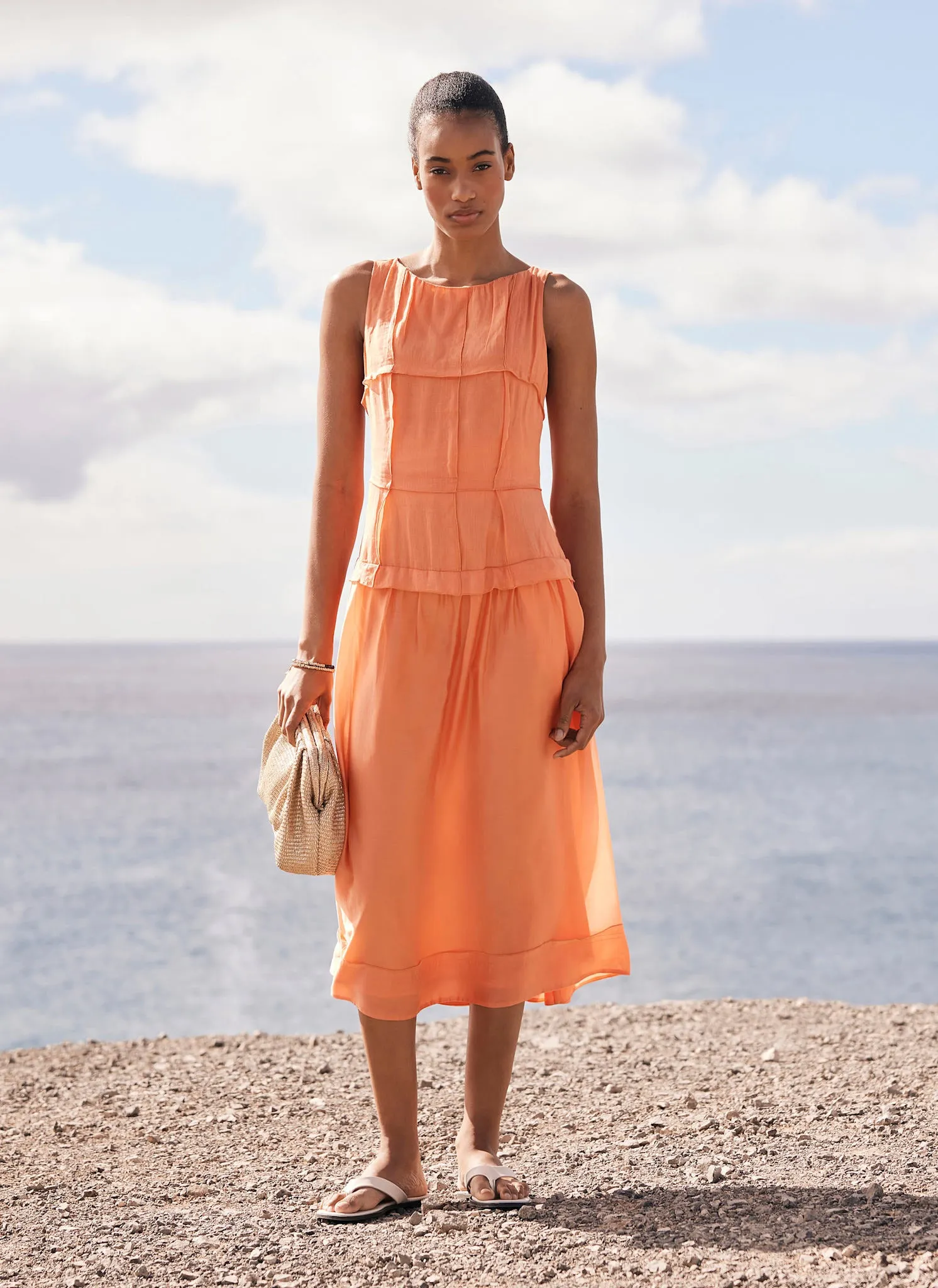 Orange Drop Waist Midi Dress sold by Mint Velvet product image thumbnail 3