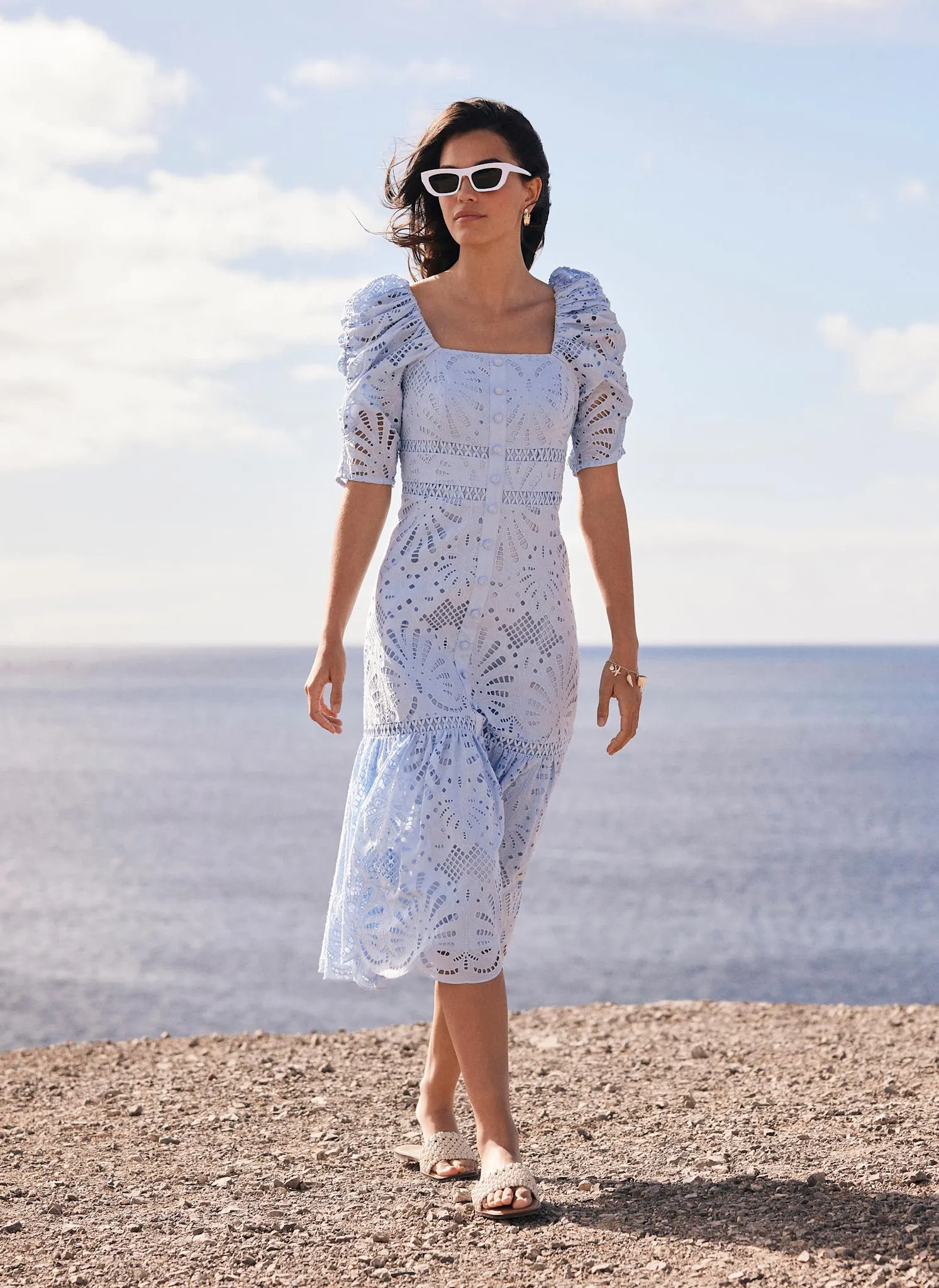 Blue Broderie Midi Dress sold by Mint Velvet product image thumbnail 2