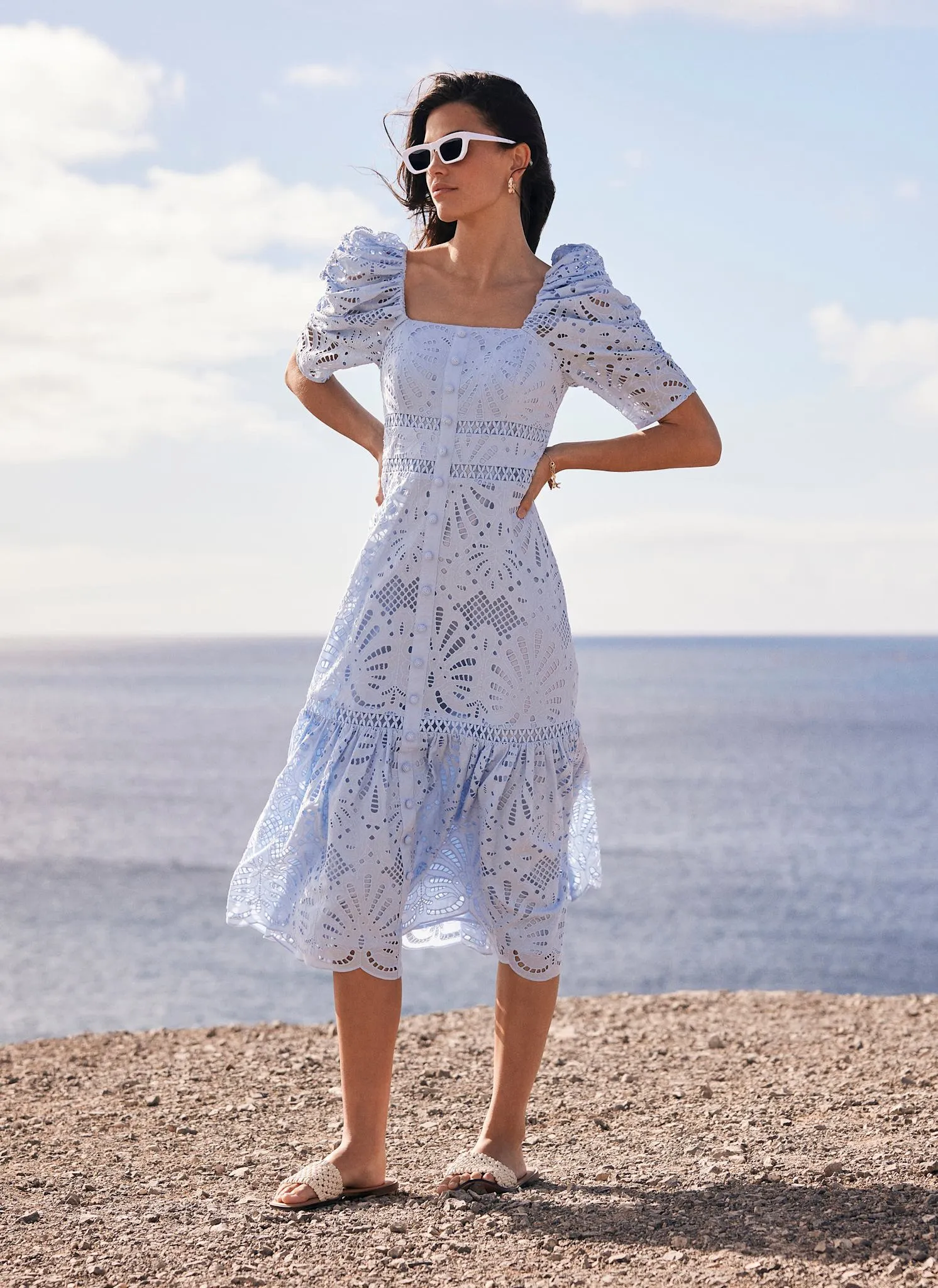 Blue Broderie Midi Dress sold by Mint Velvet product image thumbnail 5